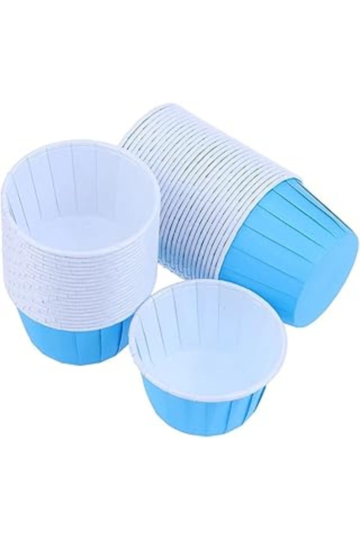 Pazarcan Trend Hediye Sepeti 50'Li Soft Pastel Mavi Muffin Cupcake Kalıbı Kek Kapsülü, Muffin Kek Kalıbı, Ai