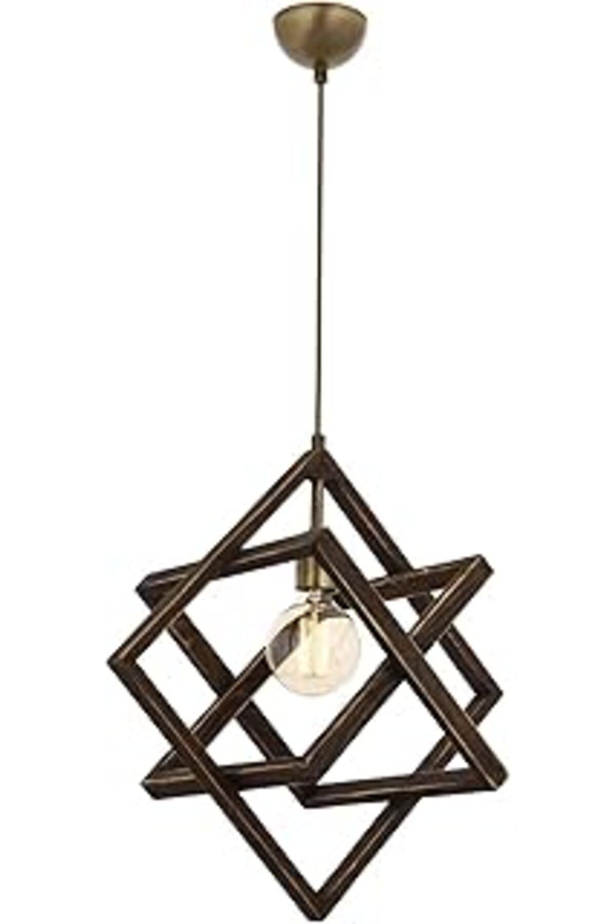Qedii Avonni Av-60160-1E Eskitme Kaplama Modern Avize, E27, Ahşap, Metal, 30 Cm
