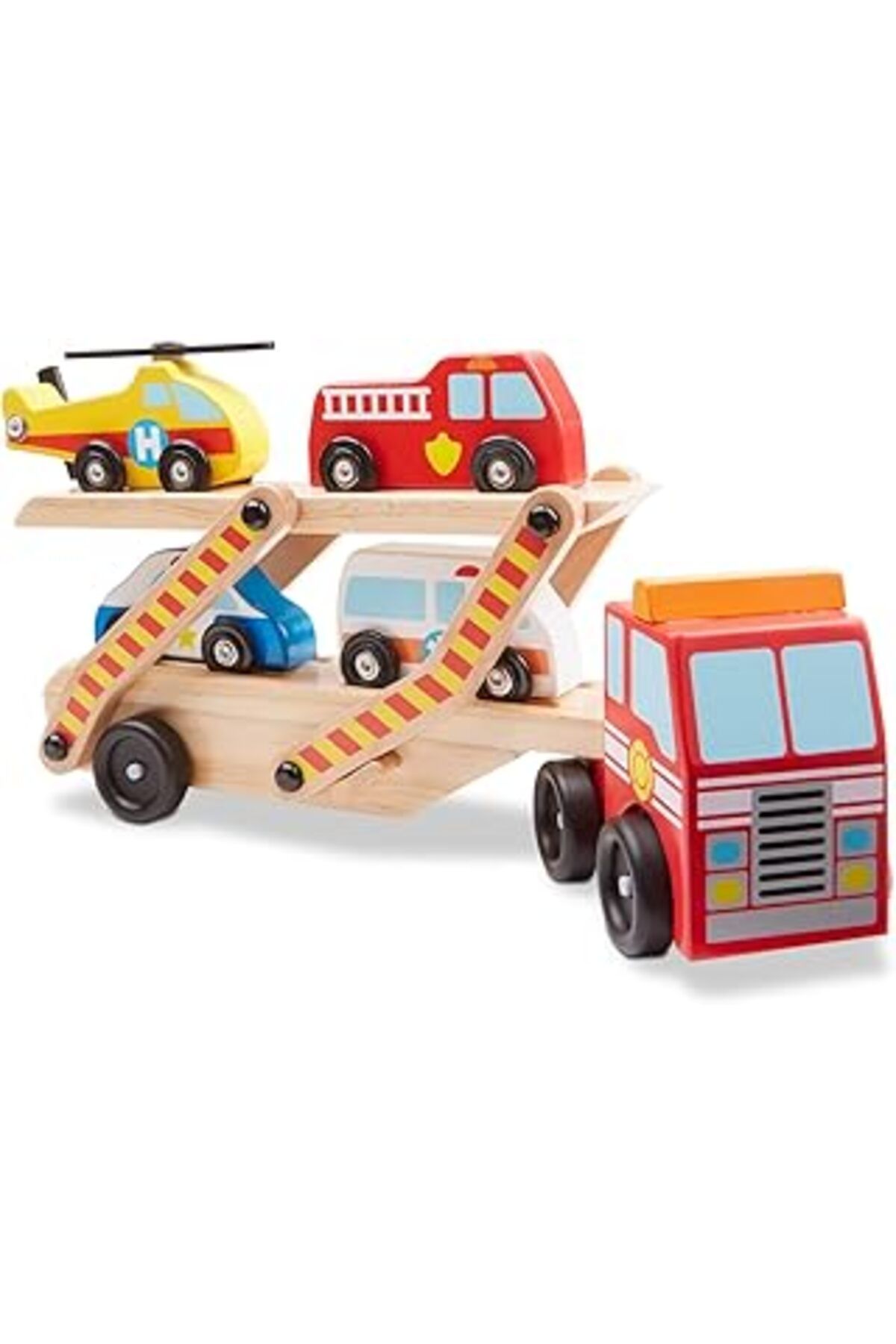 robotrend Melissa & Doug Ahşap Acil Yardım Araçları Taşıyıcı Tır