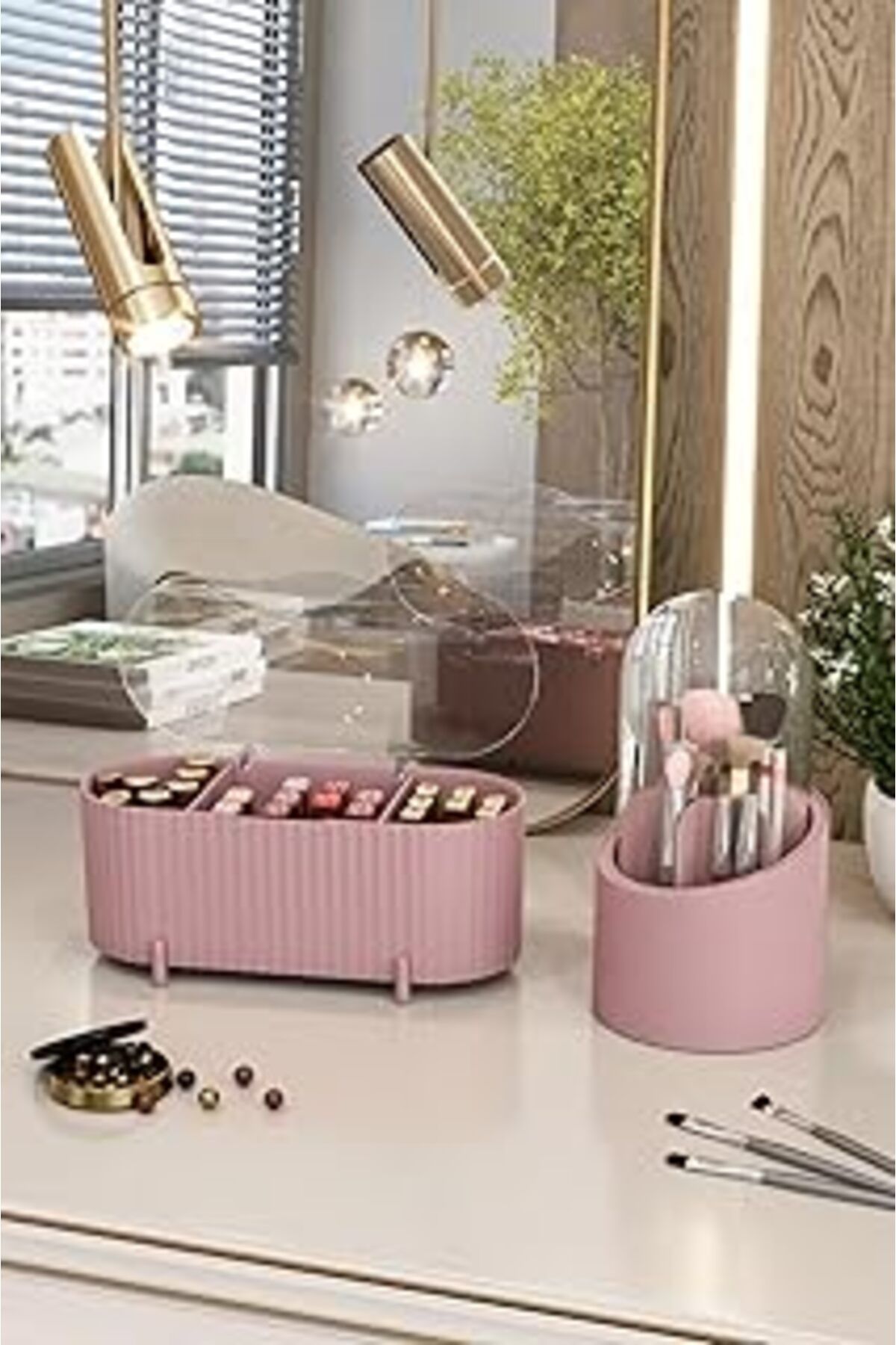 karadağsb Dovi Home Aqua Makyaj Kozmetik Ve Fırçalık Düzenleyici Organizer 2'li Set