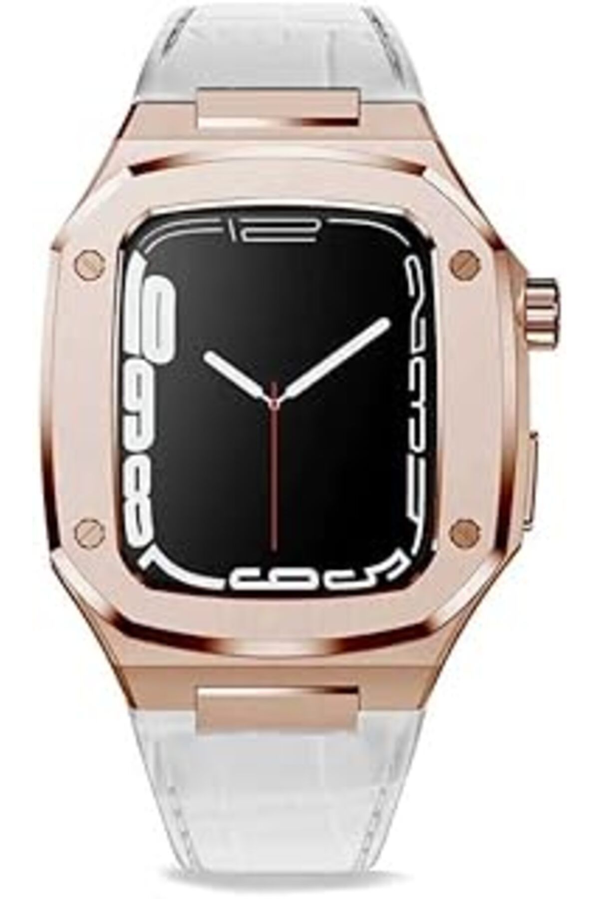 karadağsb Zore Apple İle Uyumlu Watch 7 45Mm Krd-67 Kordon Beyaz-Rose Gold