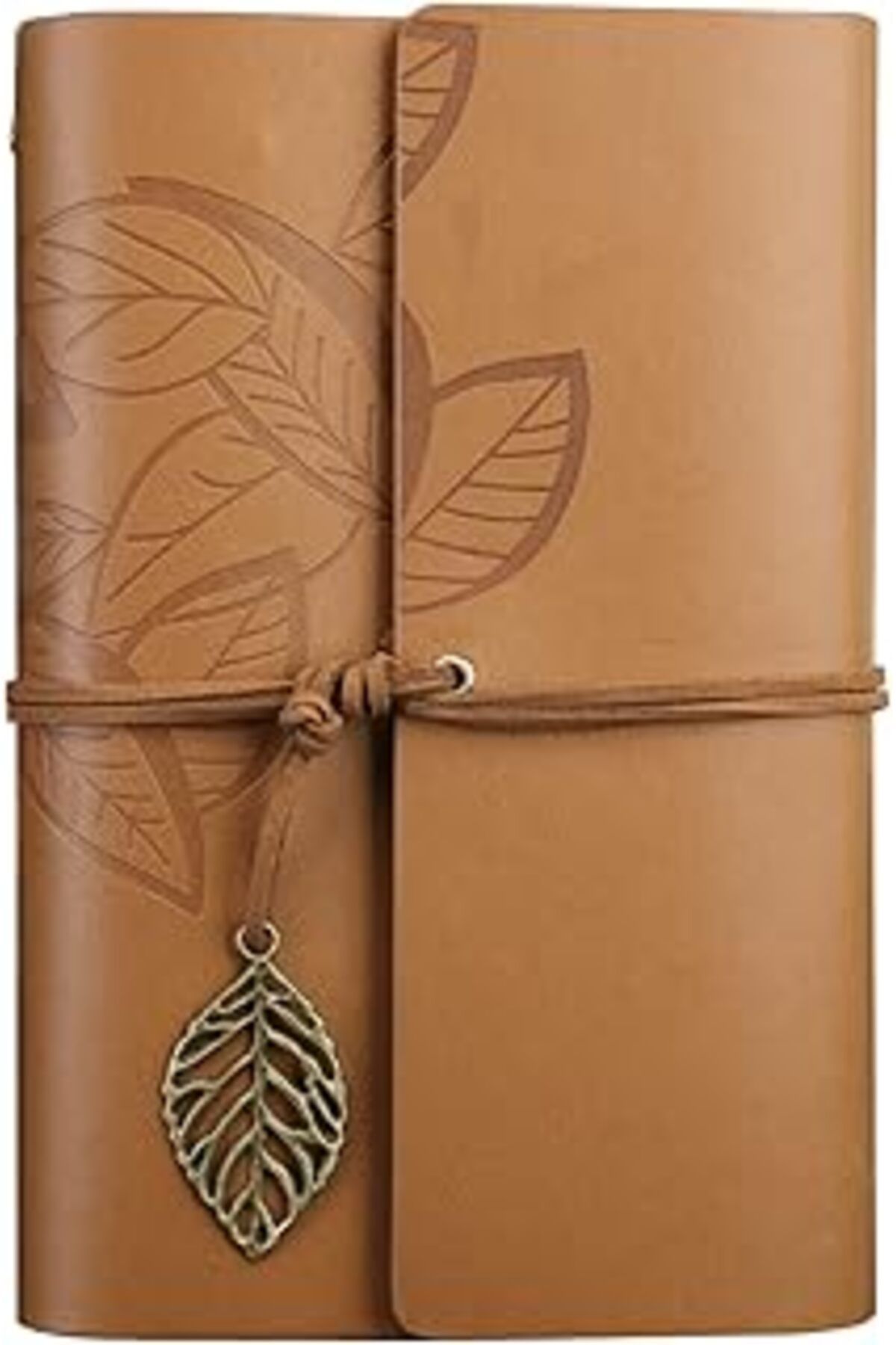 NZM TİCARET Nectaroy Retro Vintage Yapraklı Not Defteri, Klasik Pu Deri Kapak, Seyahat Defteri, Travel Journal,