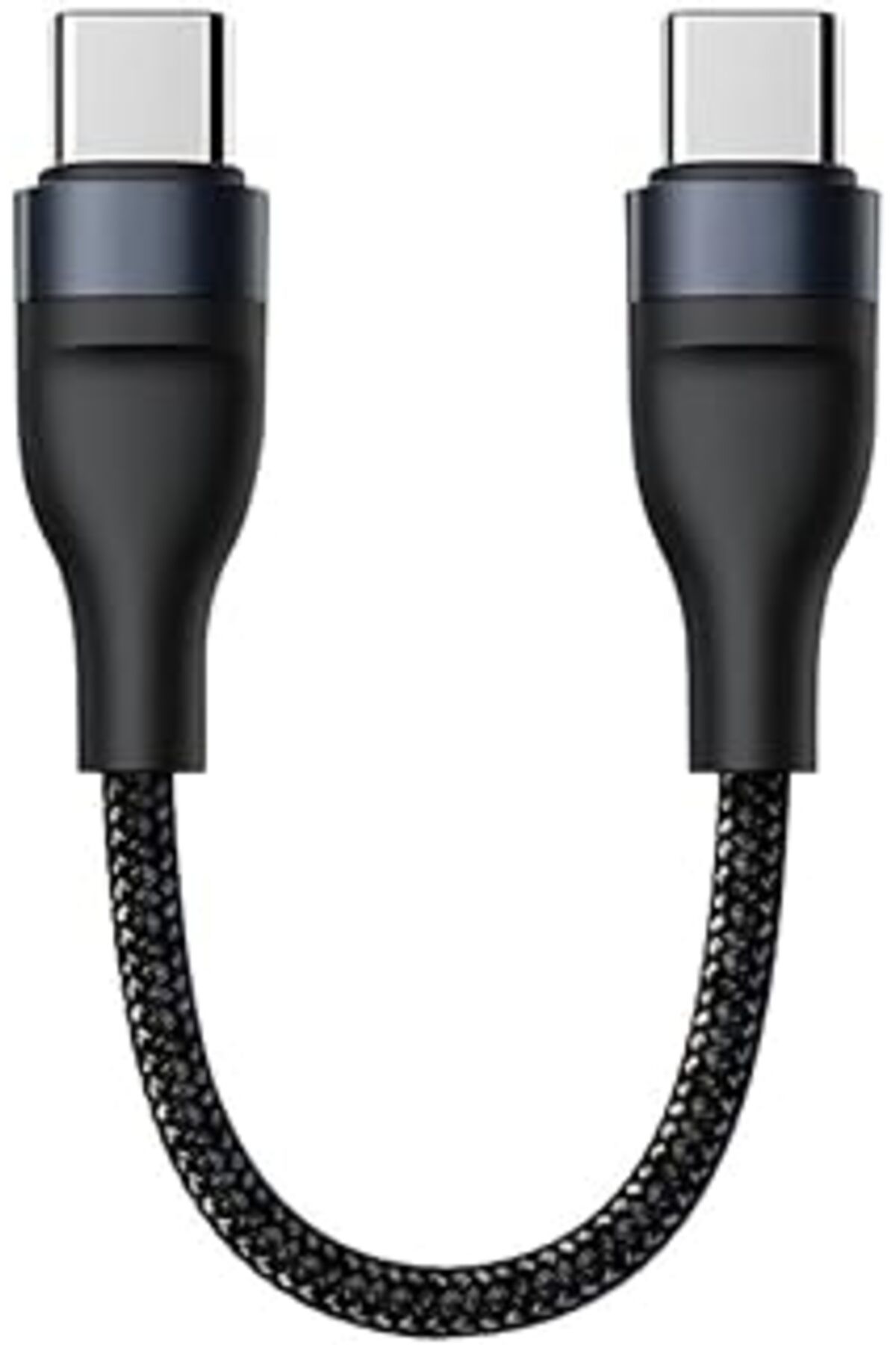 Pazarcan Polham 25Cm 60W Süper Hızlı Pd Type C To Type C Şarj Kablosu, Kısa Halat Örgülü Kopmaz Kırılmaz Kab