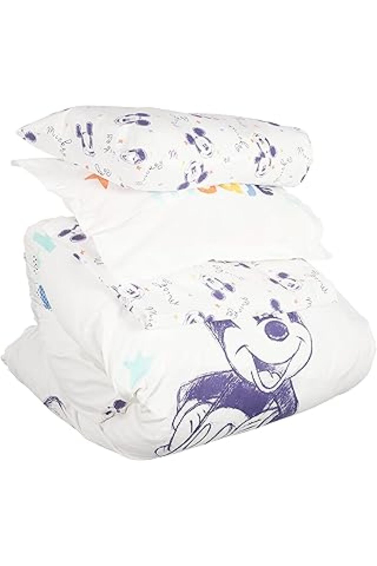 NZM TİCARET Taç Disney Mickey Mouse Cool Karakter Baskılı%100 Pamuk Nevresim Takımı, Çok Renkli, Bebek (Nevresi