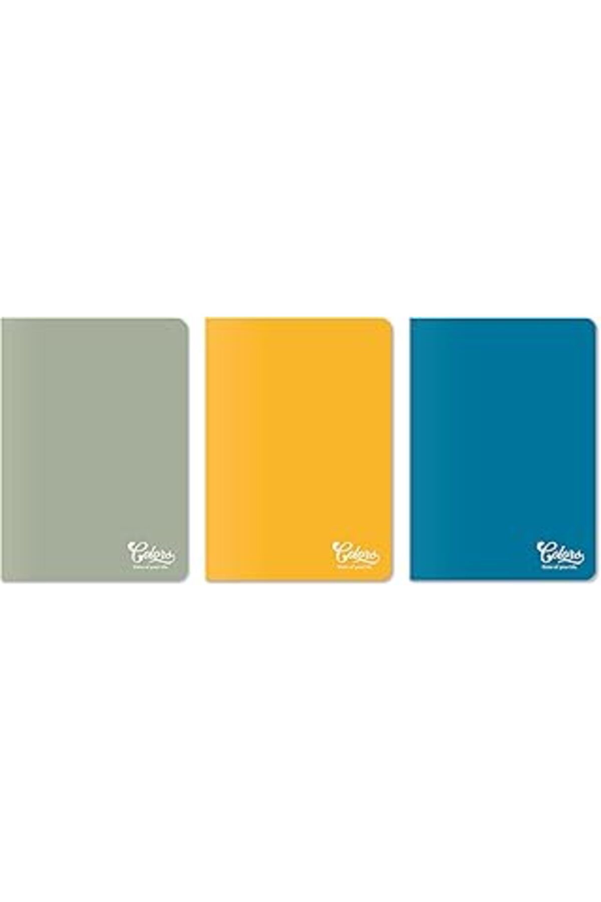 NZM TİCARET Meteksan Colors Ofis Serisi, A4 60 Yaprak Çizgisiz Karton Kapaklı Defter 3'Lü Paket,Mavi, Gri, Sarı