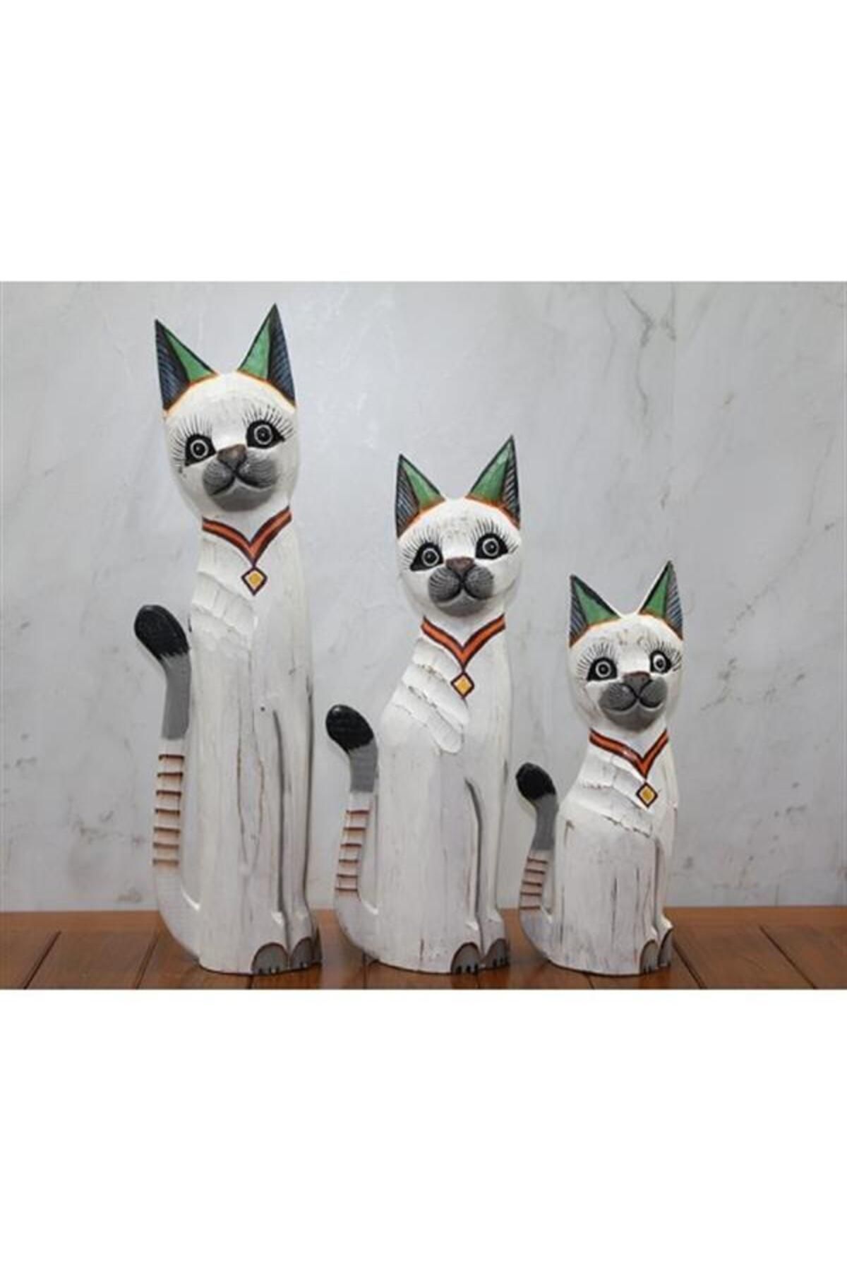 feifei Ahşap 3'Lü Kedi Seti 50 Cm