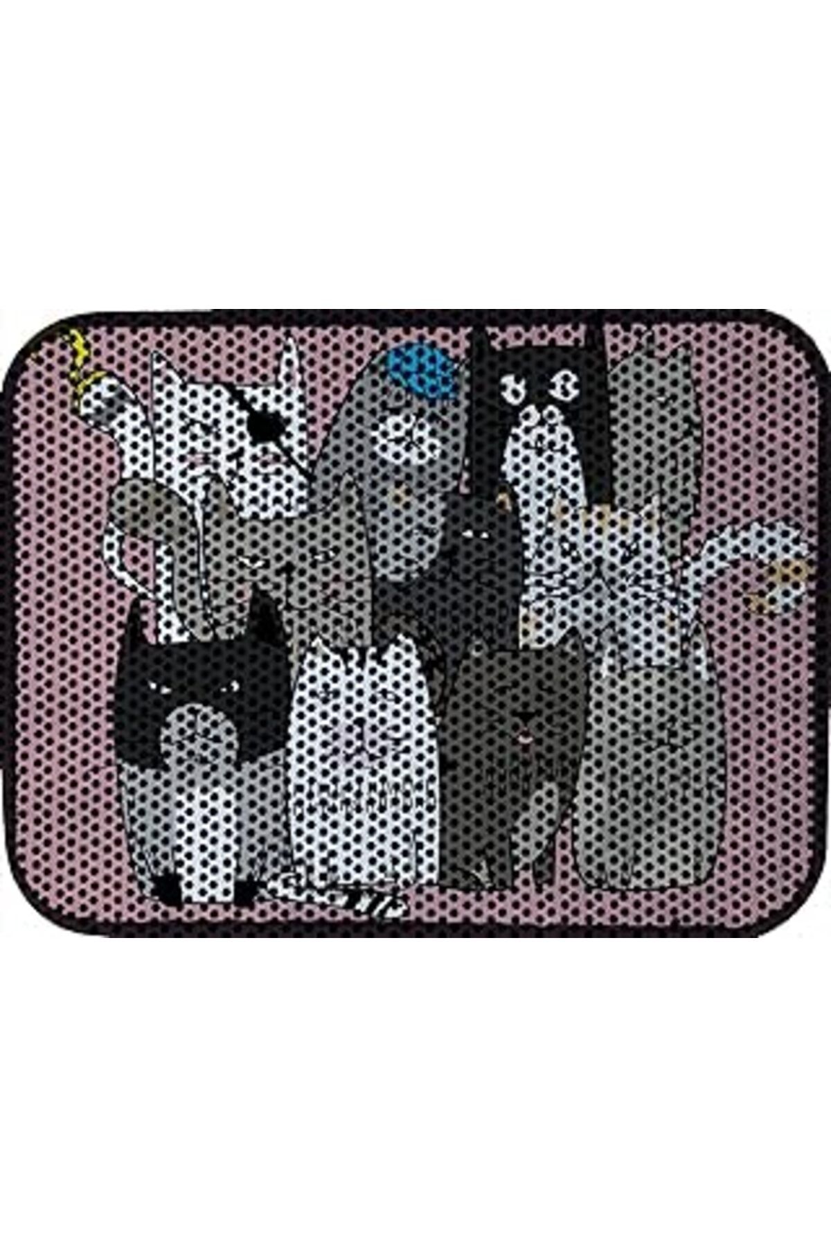Mu Art Elekli Tuvalet Önü Kumu Paspası Renkli Desenli Elekli Tuvalet Önü Kum Toparlayıcı Paspas 80X60 Cm (