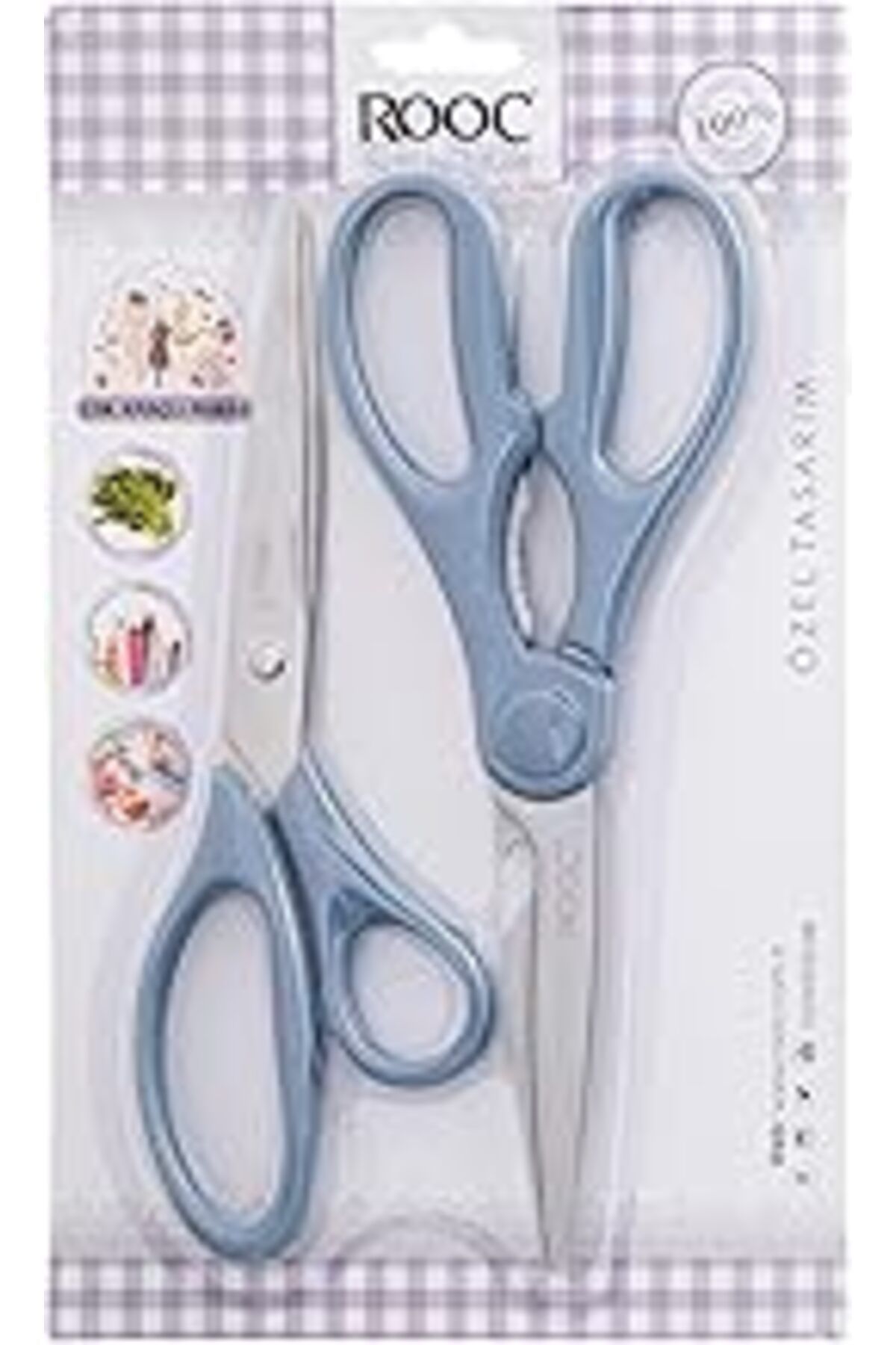 Pazarcan Rooc Premium Serisi Ergonomik Saplı Çelik Gıdaya Temasa Uygun 2'Li Mutfak Makası, Mavi