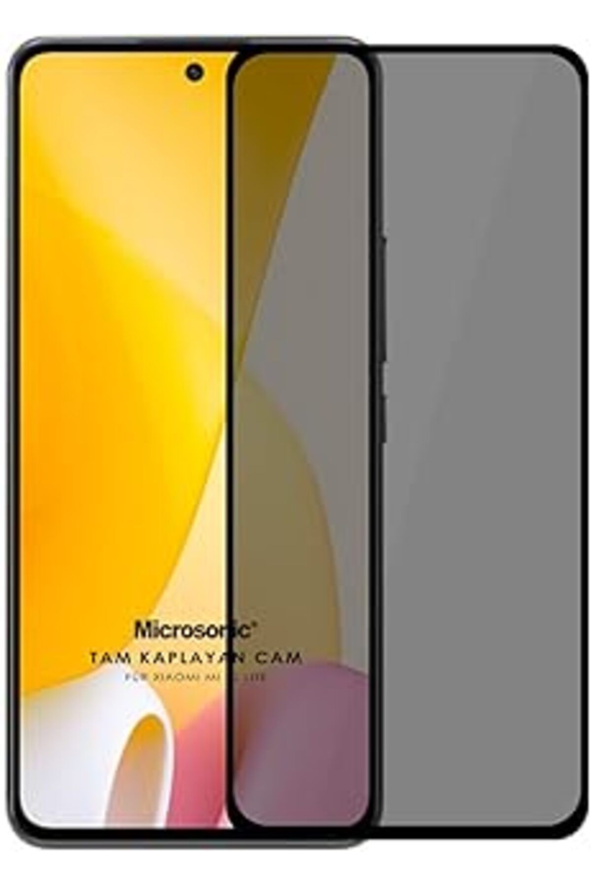 Pazarcan Microsonic Xiaomi Mi 12 Lite Privacy 5D Gizlilik Filtreli Cam Ekran Koruyucu Siyah
