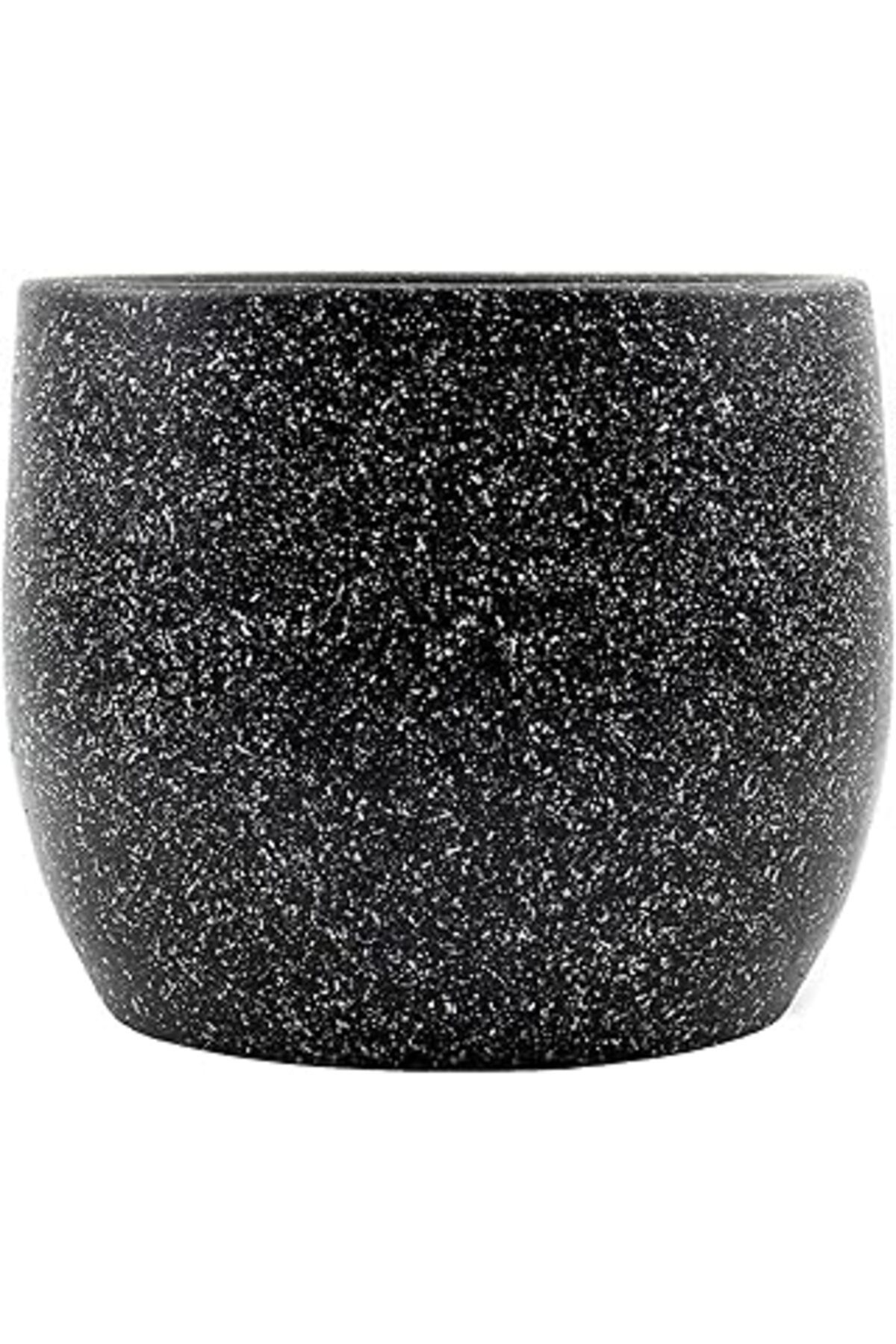 karadağsb Bitki Tasarımı Ev Dekorasyon Aksesuar Siyah Granit Toprak Saksı Saksılık Salon Çiçeklik - 19 Cm