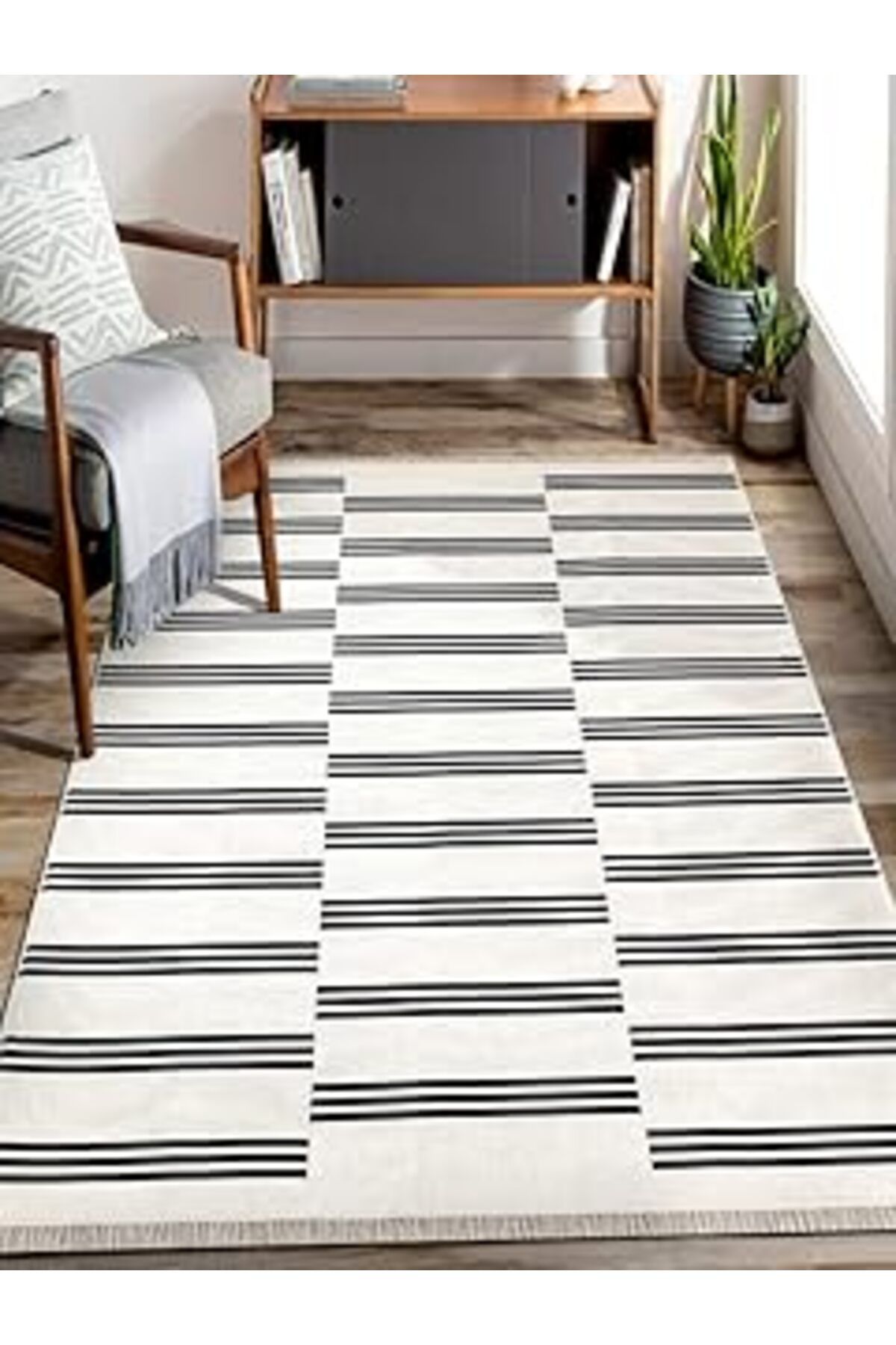 NZM TİCARET Mec Home Çift Taraflı Makinada Yıkanabilir Modern Desenli Dokuma Kilim Karessa (60X180)