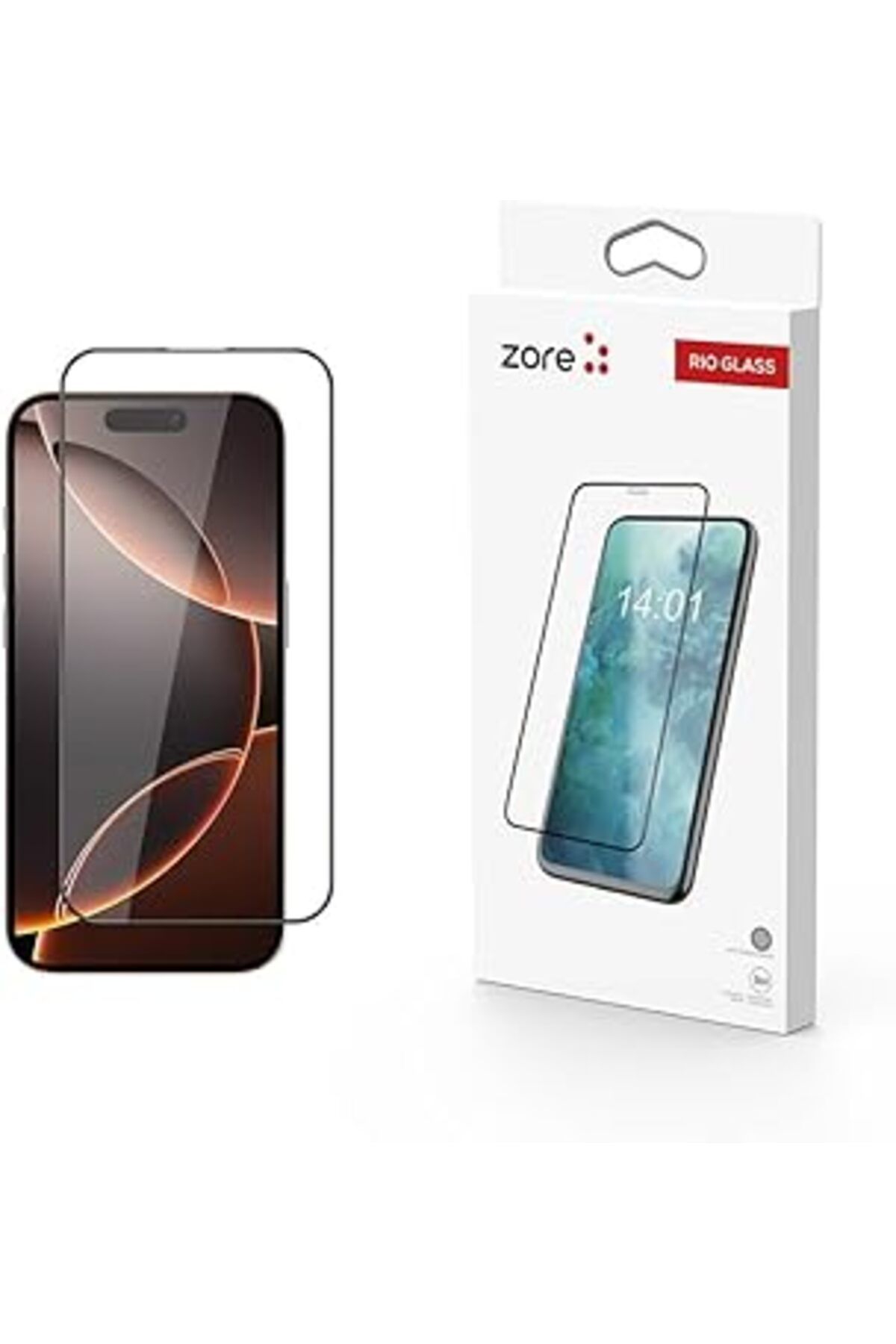 Pazarcan Zore Apple İle Uyumlu Iphone 16 Pro Zore Rio Glass Cam Ekran Koruyucu Siyah