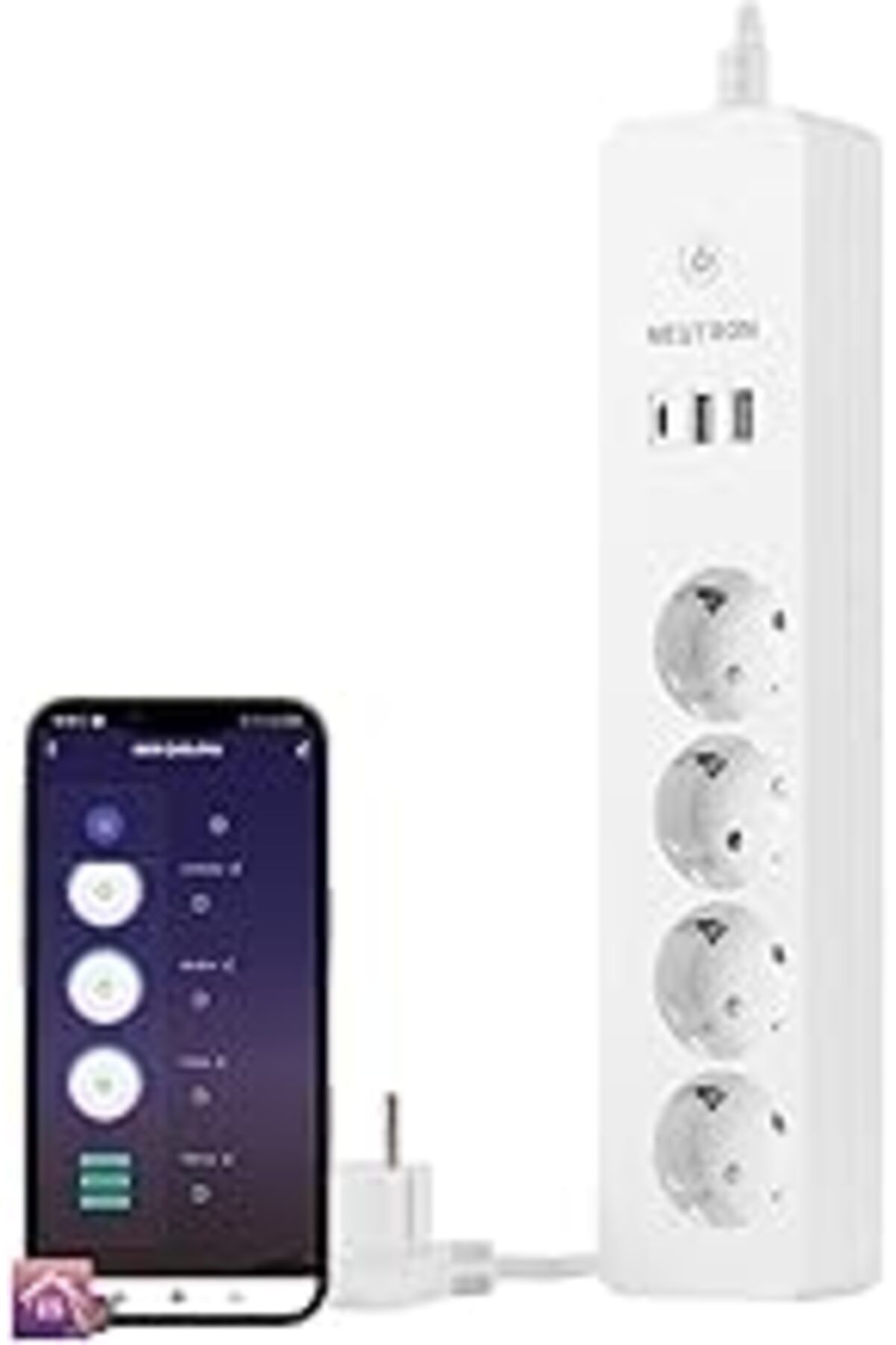 TBSProjects Akıllı Wi-Fi Destekli 16A 4'Lü Çocuk Kilitli Akım Korumalı Çoklu Priz - Neutronlife Uygulaması Üzer