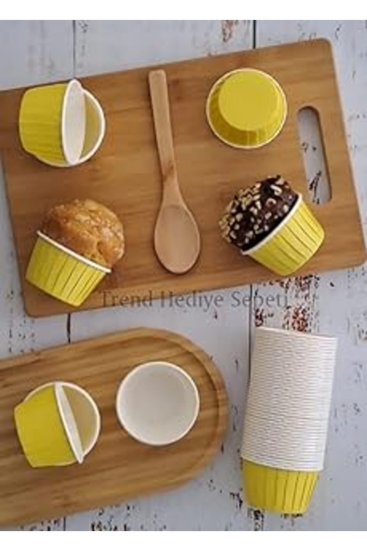 NETWORK ART Trend Hediye Sepeti 50'li Sarı Muffin Kek Kalıbı, Kek Kapsülü Cupcake Kalıbı, Airfryer Uyumlu