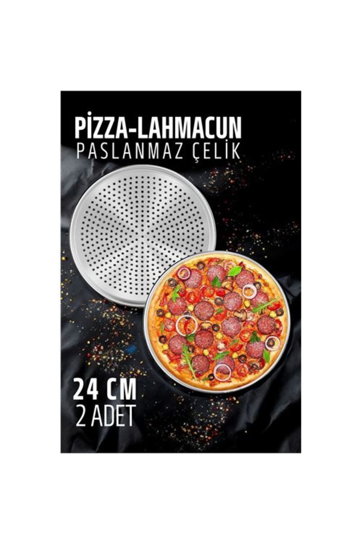 costurera DKTT Lahmacun Pizza Pide Pişirme Tepsisi 24 CM 2 li SET