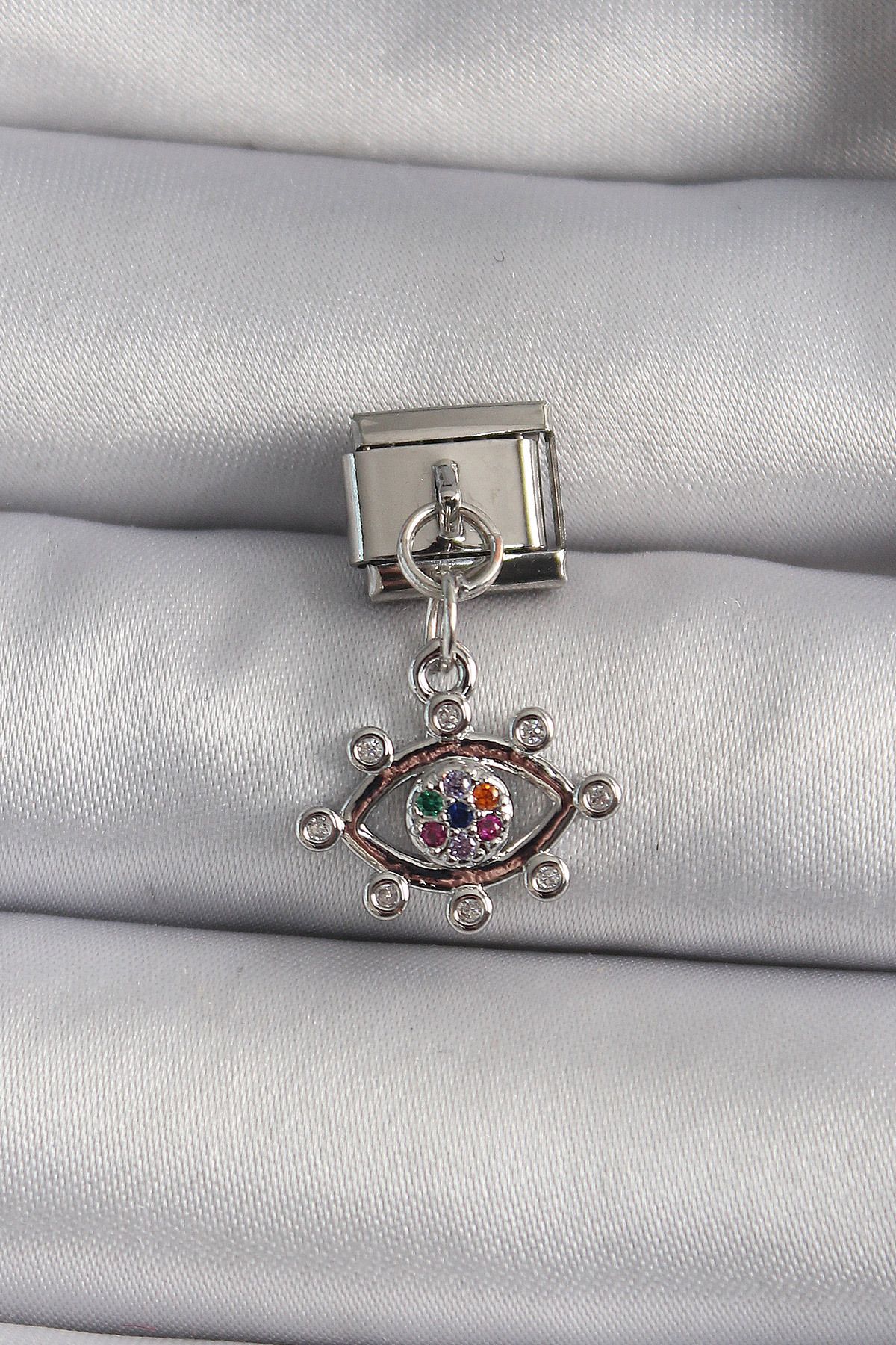 MMB Boutique 316L Çelik Gümüş Renk Zirkon Taşlı Göz Model Nomination Charm