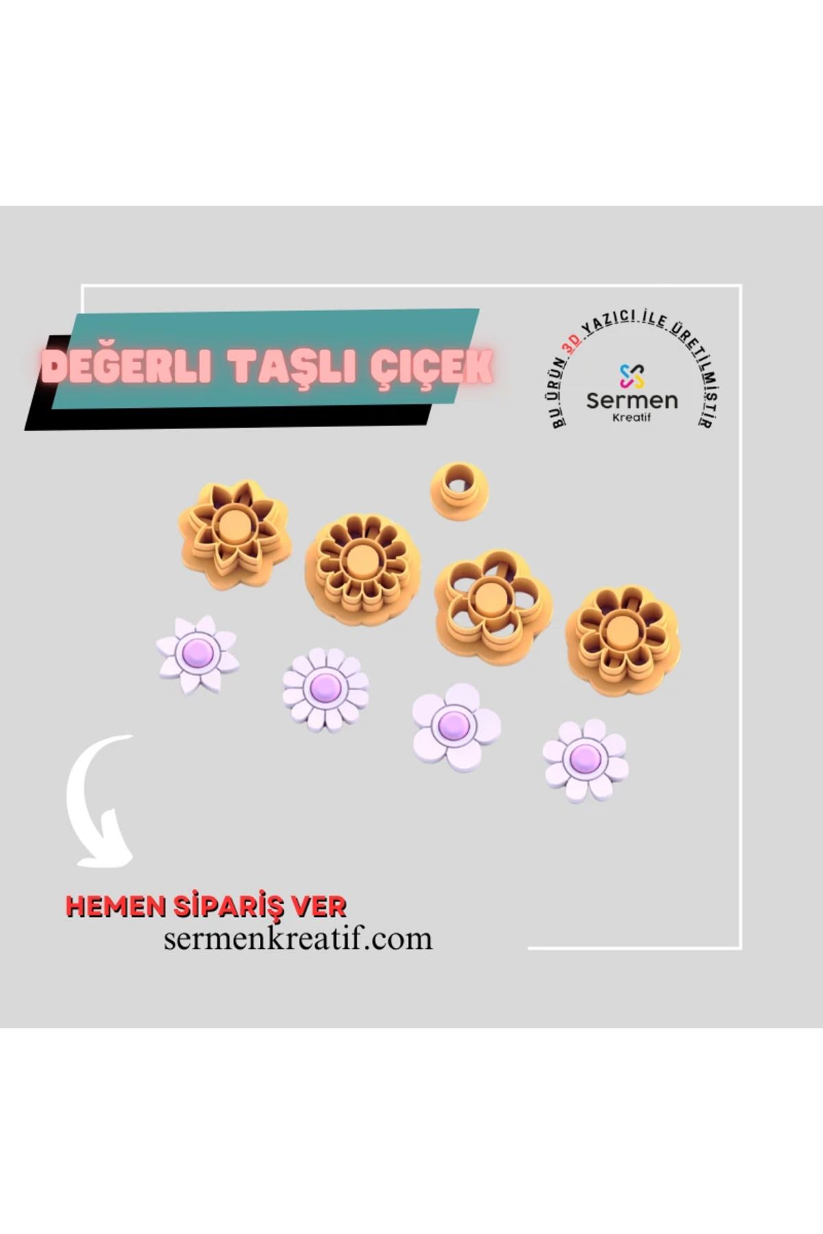 sermen kreatif Değerli Taşlı Çiçek Polimer kil Kesici