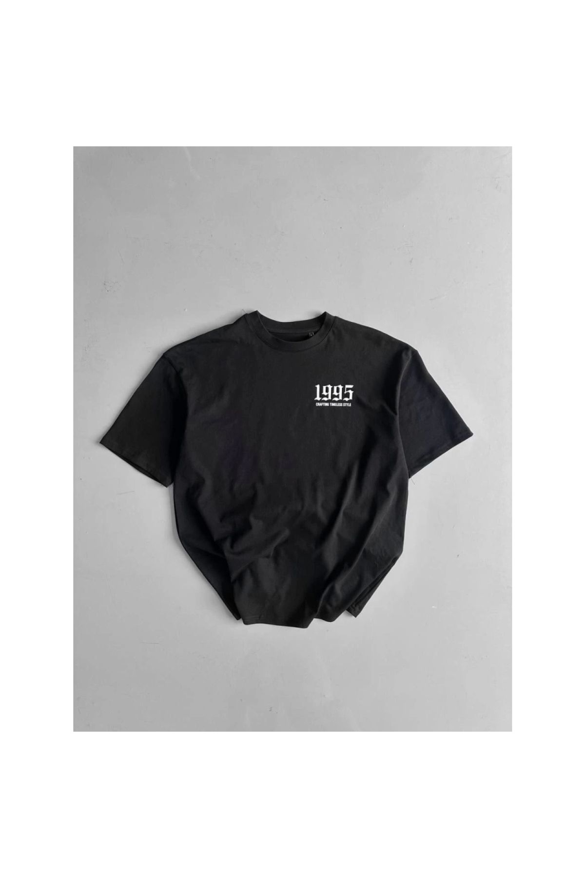 Marsilyan - Baskılı Oversize Bisiklet Yaka Tshirt
