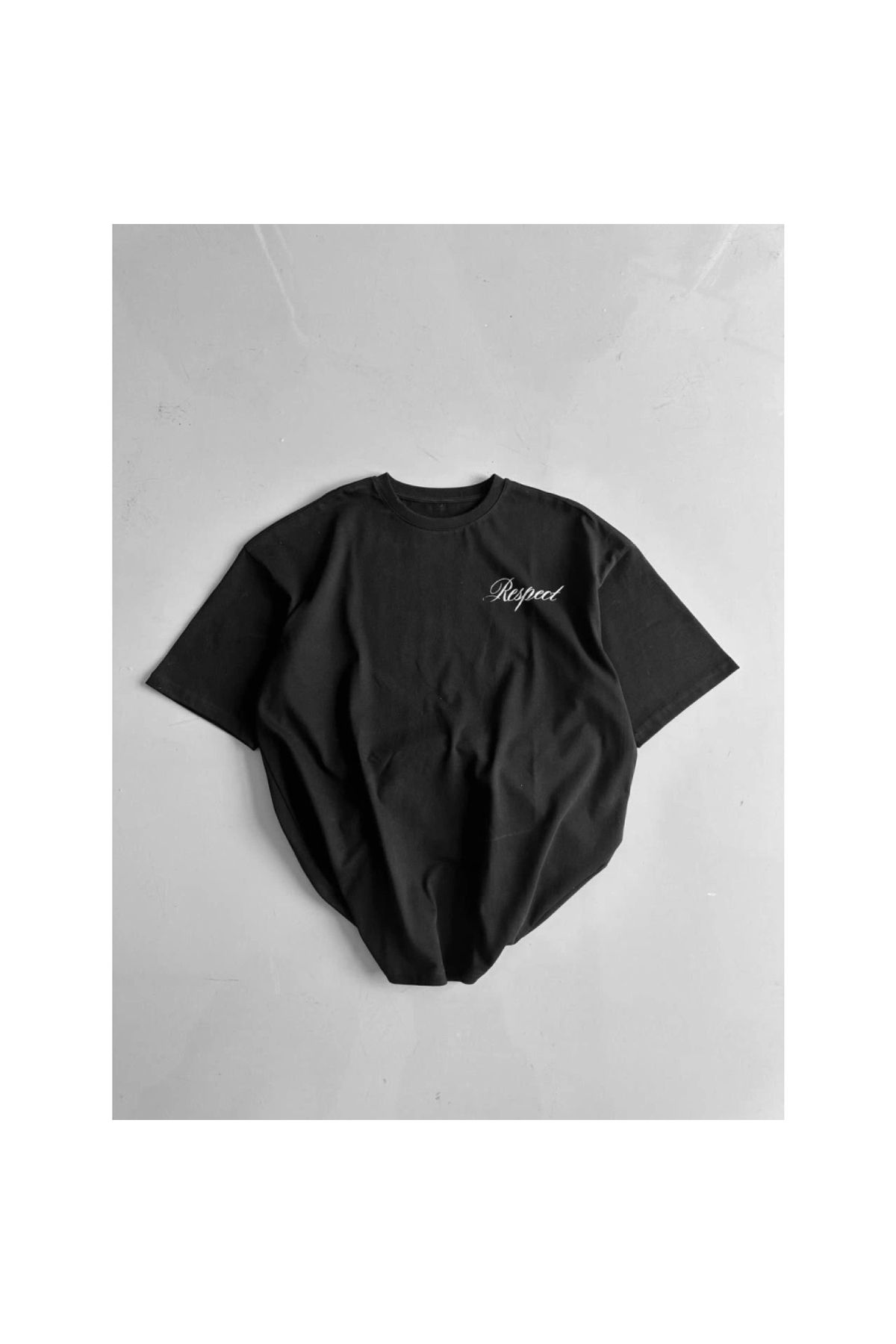 Marsilyan - Baskılı Oversize Bisiklet Yaka Tshirt