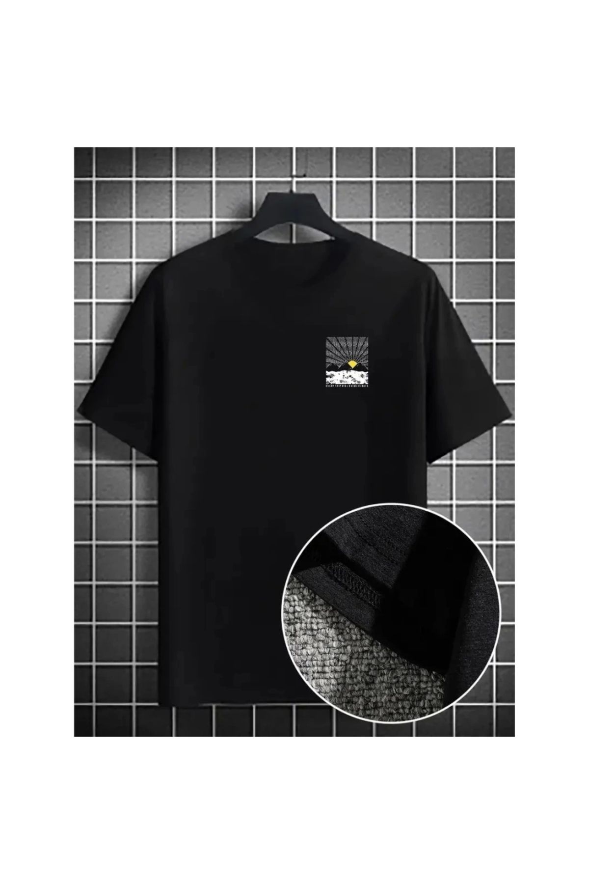Marsilyan - Erkek Dağ Grafikli Tişört, Yaz Için Büyük Beden Rahat Tshirt