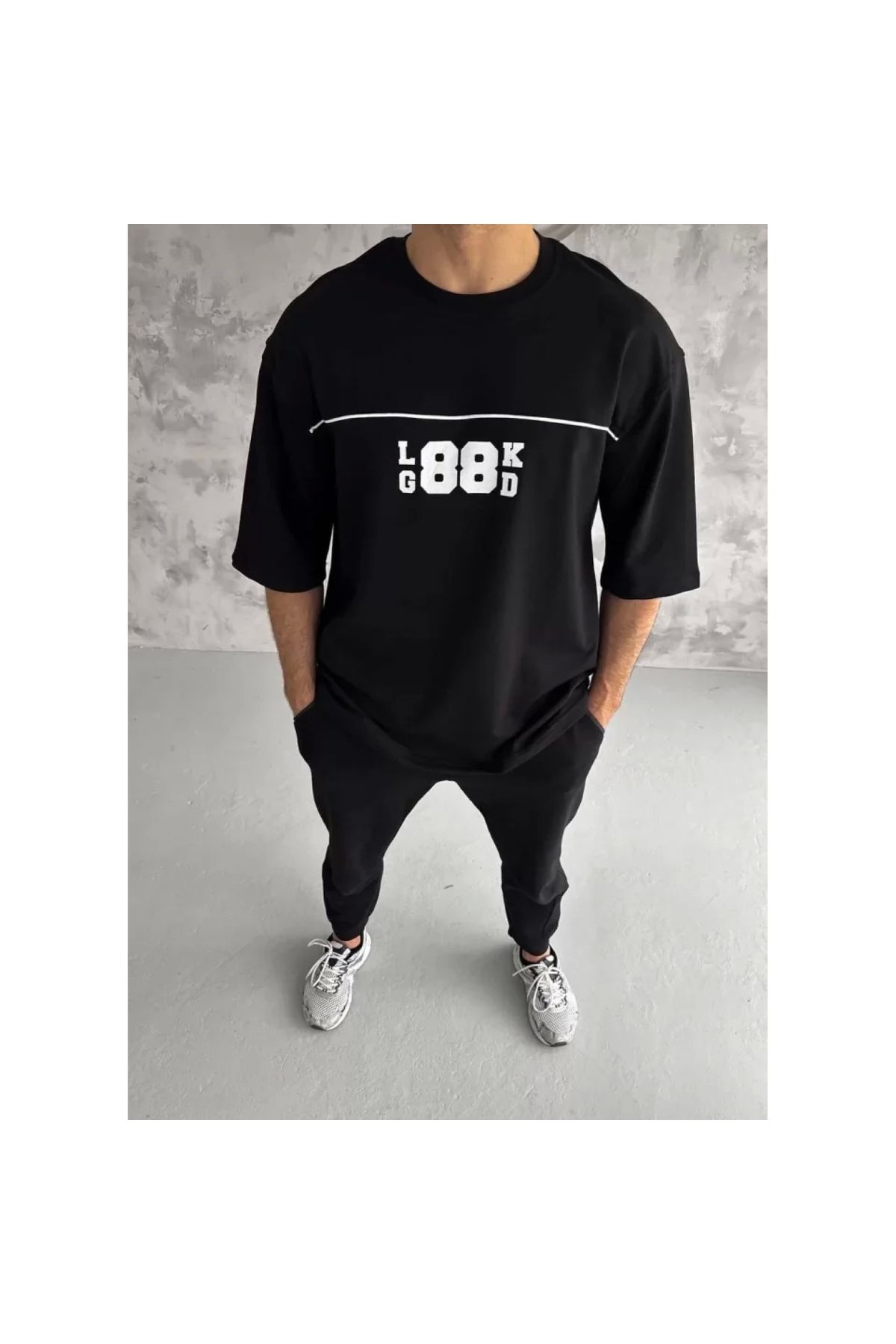 Marsilyan - Unisex Bisiklet Yaka Baskılı Oversize TShirt