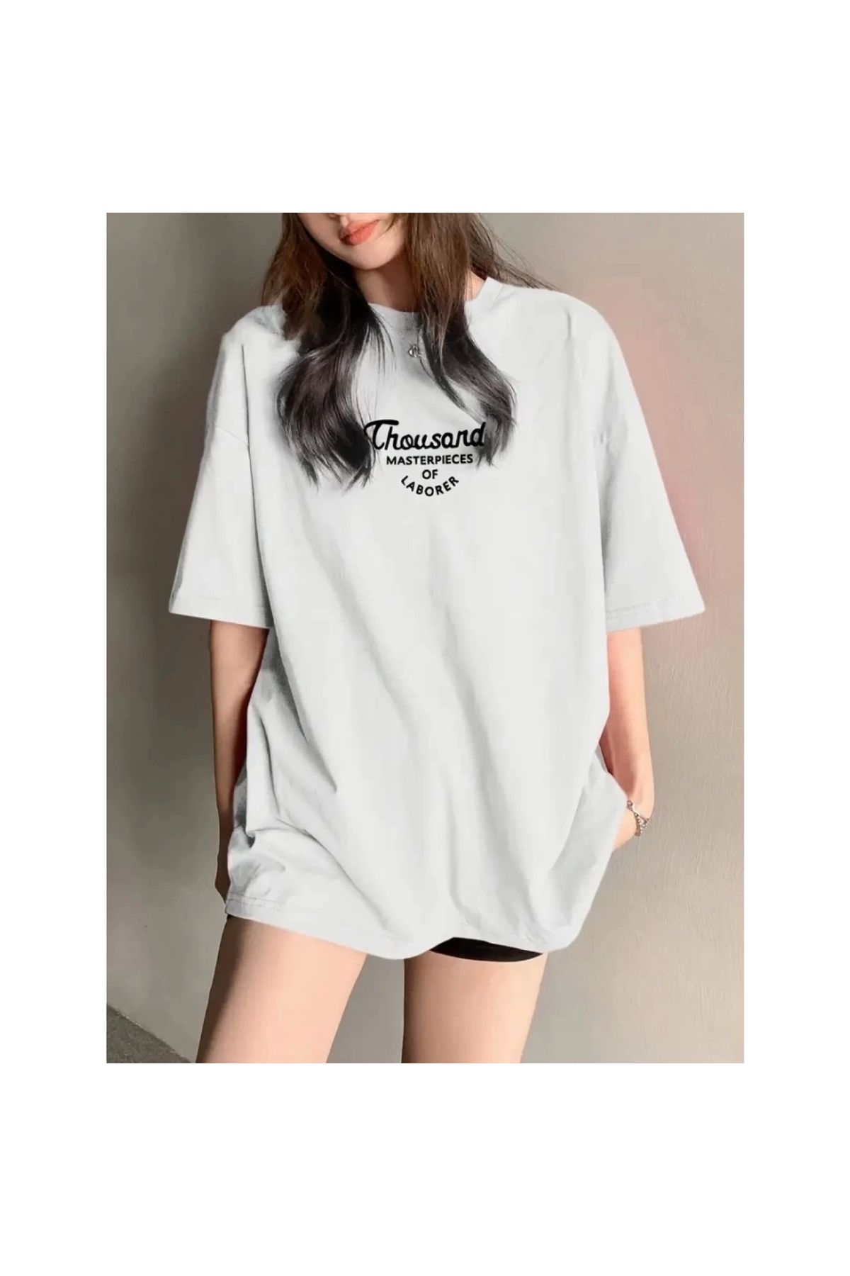 Marsilyan - Thousand Baskılı Oversize Bisiklet Yaka Tshirt