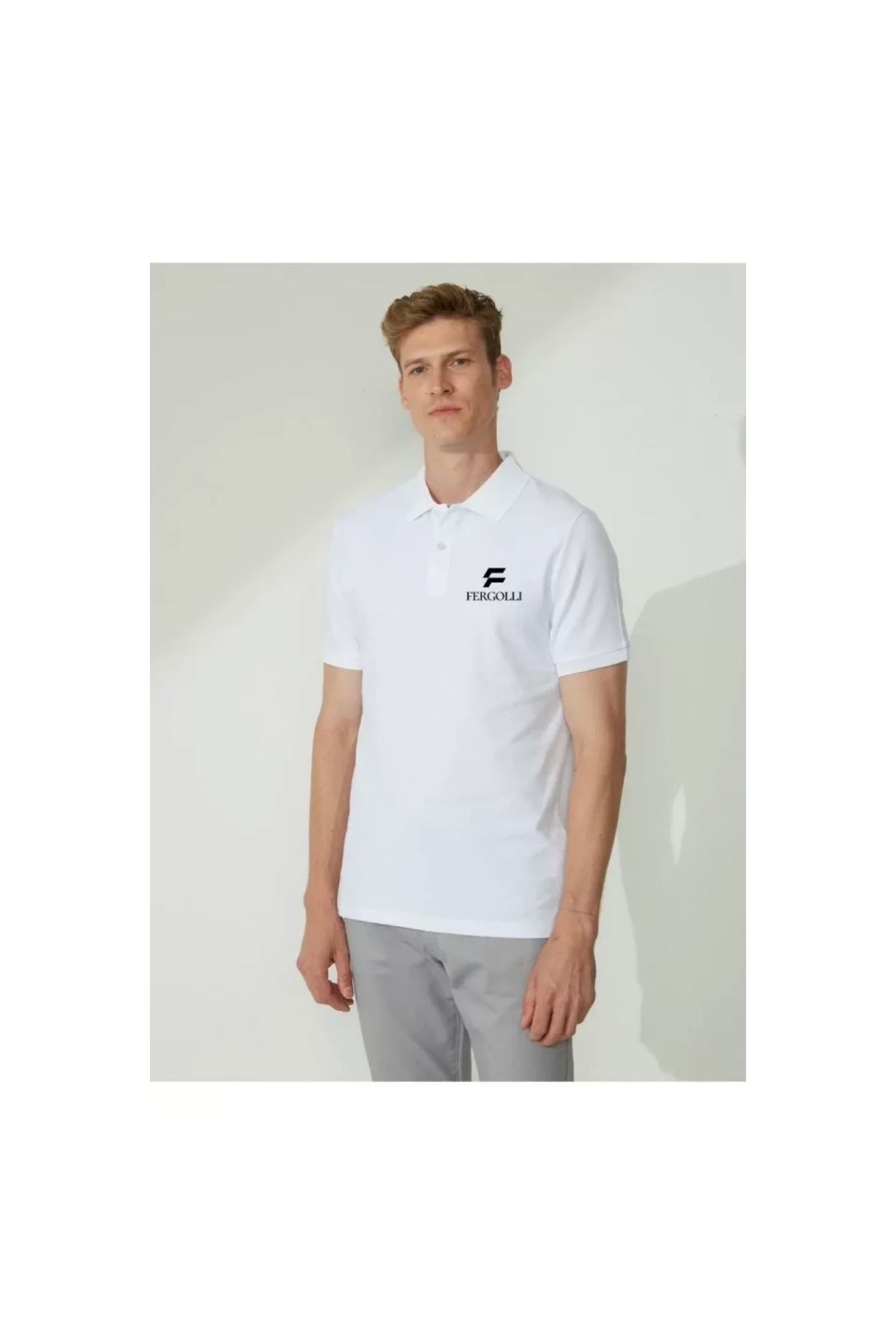 Marsilyan - Yakası Düğmeli Yakalı Pike Baskılı TShirt