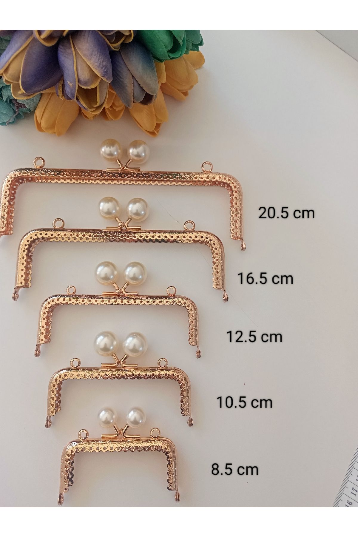 Sultan Dikdörtgen Boncuklu Çanta Sapı - 20.5 cm