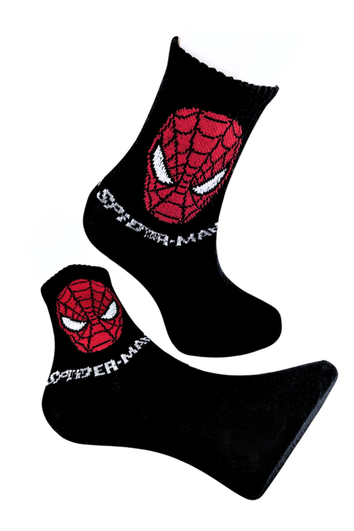 Shuttle Park Özel Seri Unisex Cartoon Character Socks Spider Man Renkli Desenli Eğlenceli Tarz Siyah Kolej Çorap