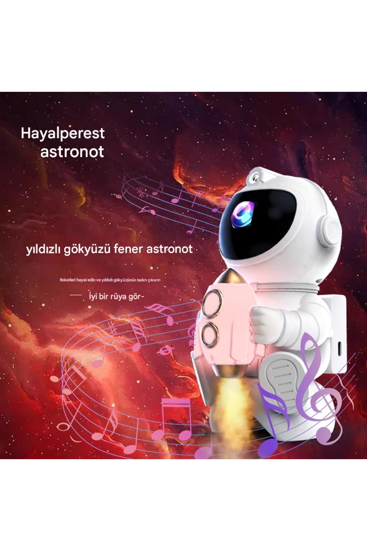 idragon 532 Uzaktan Kumandalı Astronot Projektör Gece Lambası Bluetooth Hoparlör