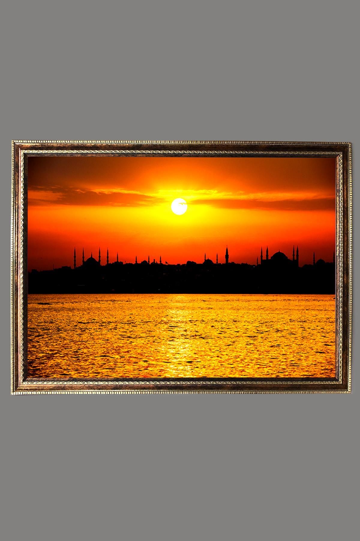 Doruklar Home Collection İstanbul Gün Batımı Manzara Desenli Çerçeveli Duvar Tablosu 50x70cm İstanbul09