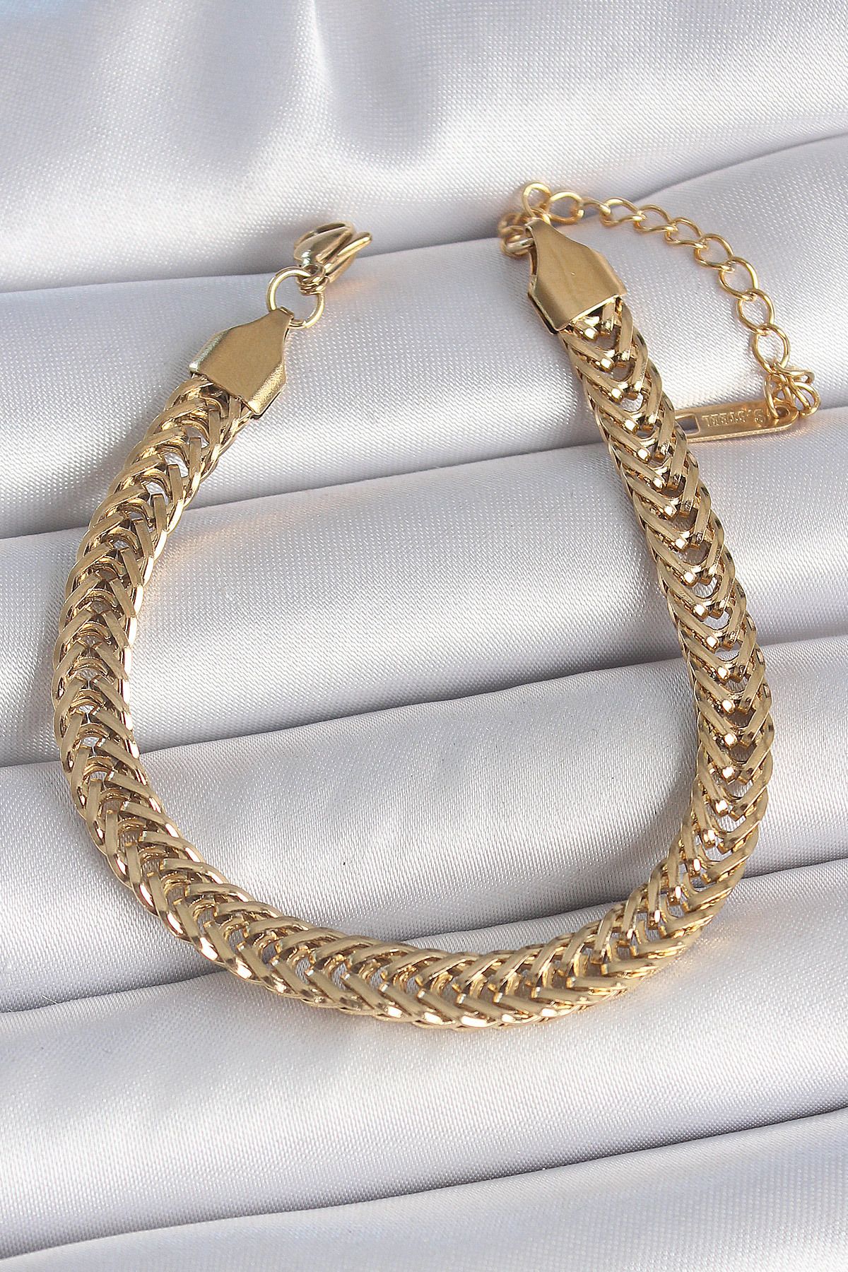 callerrons accessories Gold Renk Balık Sırtı Zincir Model Kadın Bileklik - EBJ250501W33555