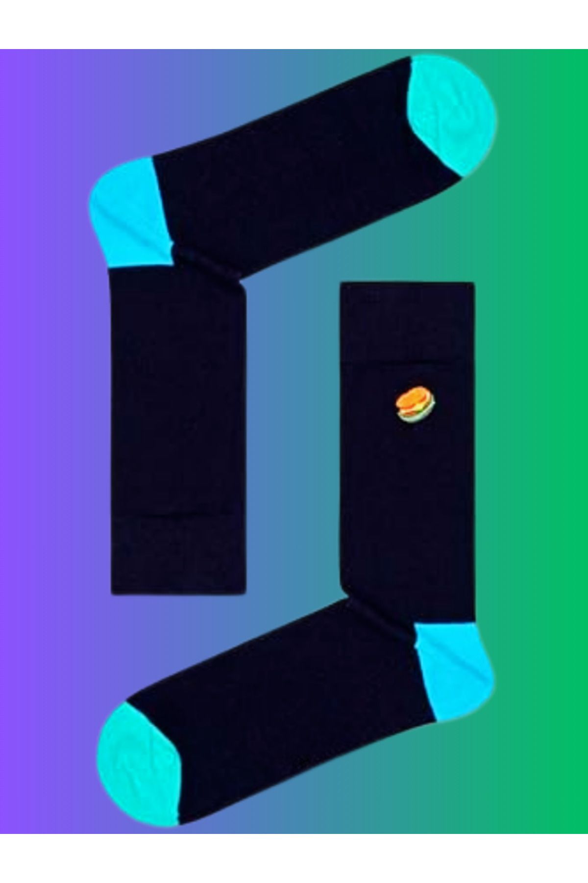 Shuttle Park Özel Seri Happy Renkli Hamburger Desenli Socks Eğlenceli Rahat Tasarım Tarz Soket Dikişsiz Çoraplar