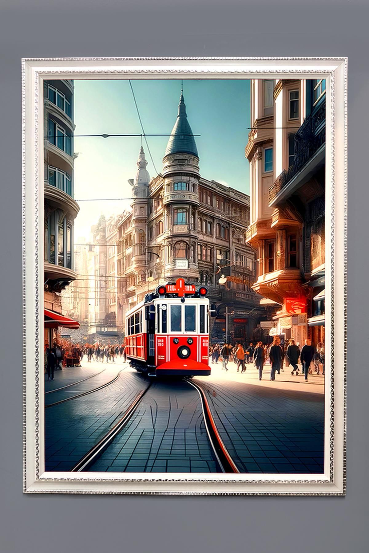 Doruklar Home Collection Taksim İstiklal Tramvay Desenli Çerçeveli Duvar Tablosu 50x70cm İstanbul05