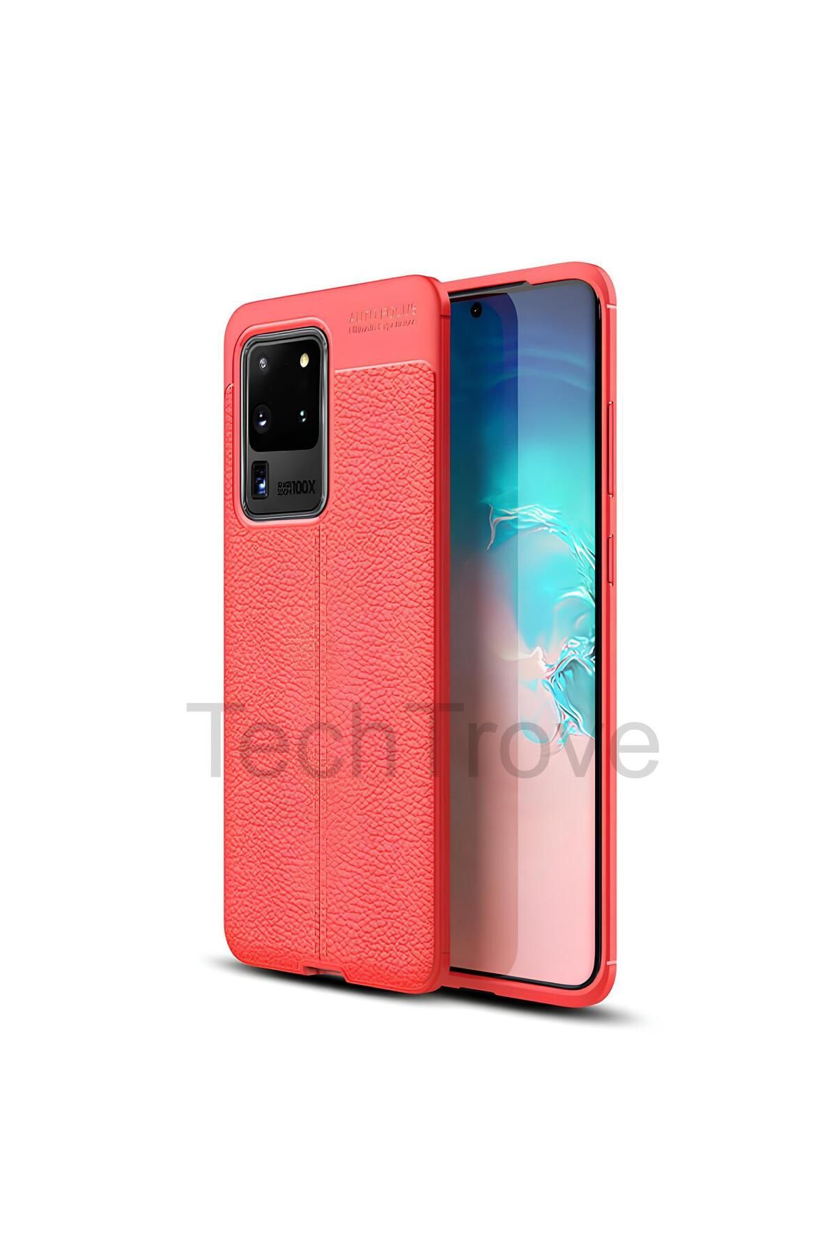 TechTrove Samsung Galaxy S20 Ultra Kılıf Deri Extra Korumalı Slikon Kapak