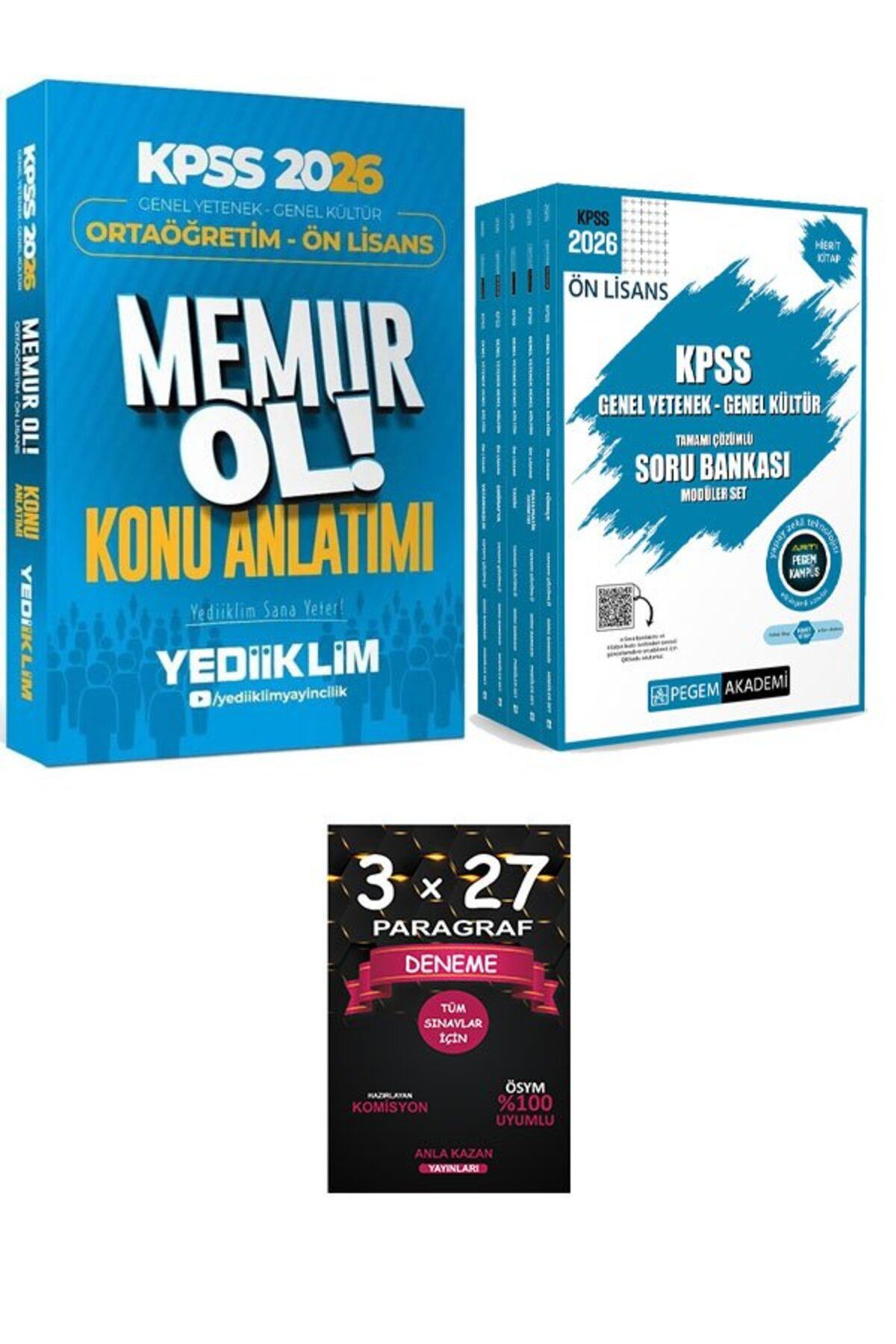 Pegem Akademi Yayıncılık Yediiklim+Pegem 2026 KPSS Lise Ortaöğretim Ön Lisans MEMUR OL Konu+Soru Set