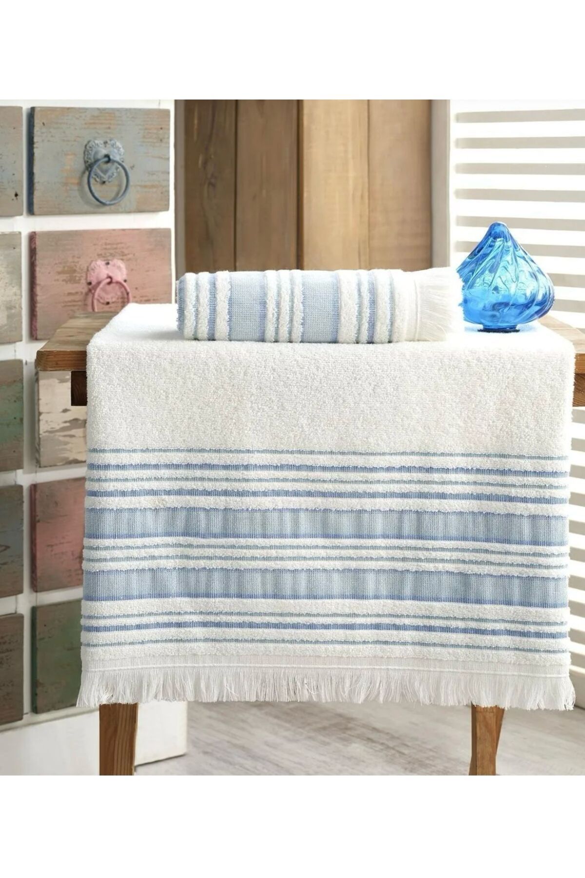 ELVİRAHOME Pamuklu 2'li Banyo Havlu Seti Hamam Takımı Seti Günlük Çeyizlik Banyo Havlusu (70x140 50x90)