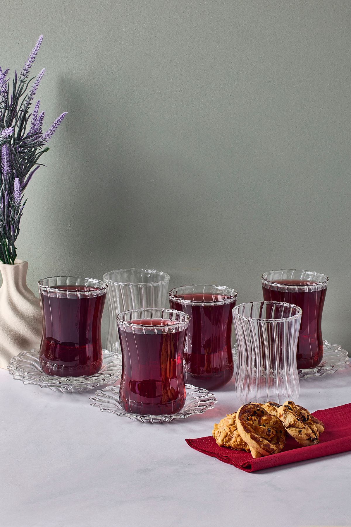 Perotti Nilüfer 12 Parça Cam Çay Takımı 180 ml