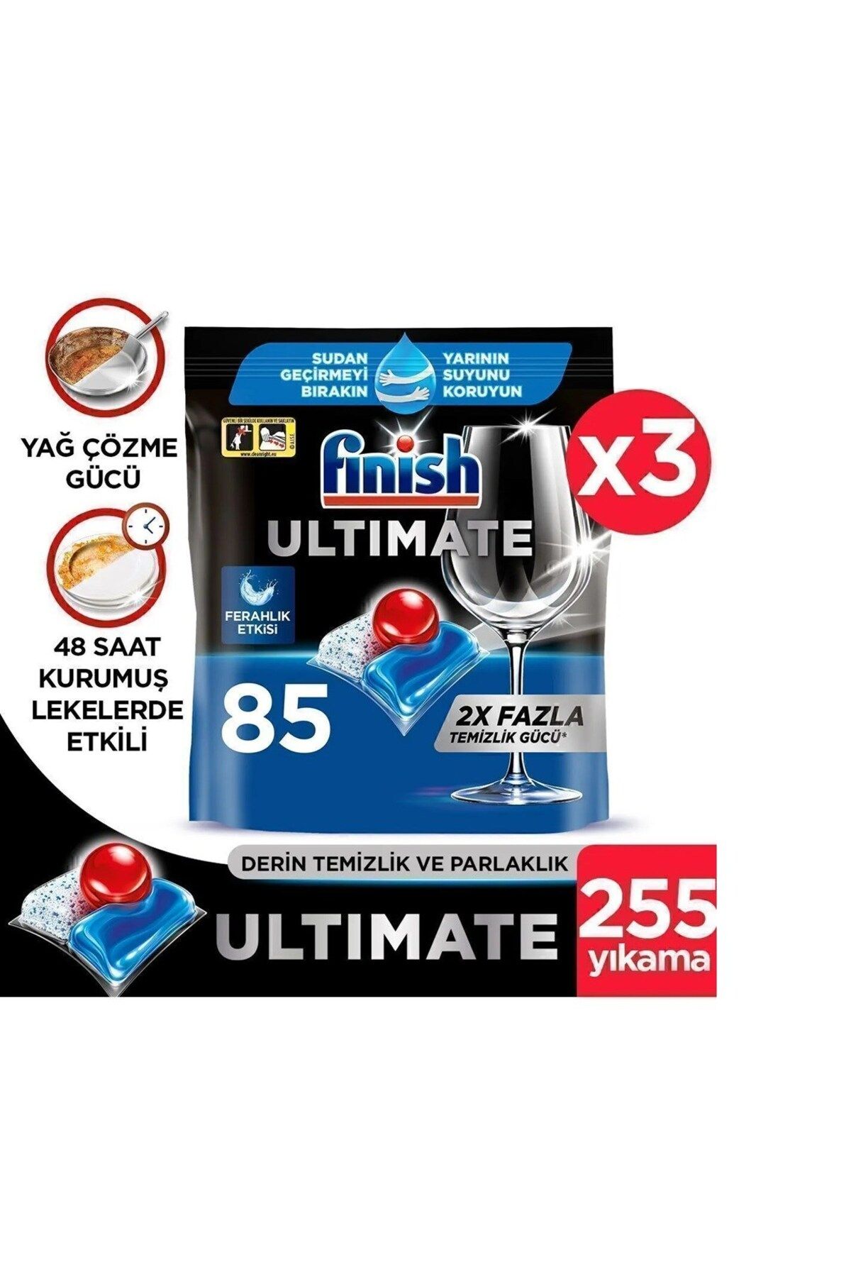 Finish Quantum Ultimate Hepsi Bir Arada Bulaşık Makinesi Deterjanı Kapsül Tablet 255 Adet (85 x 3'lü)