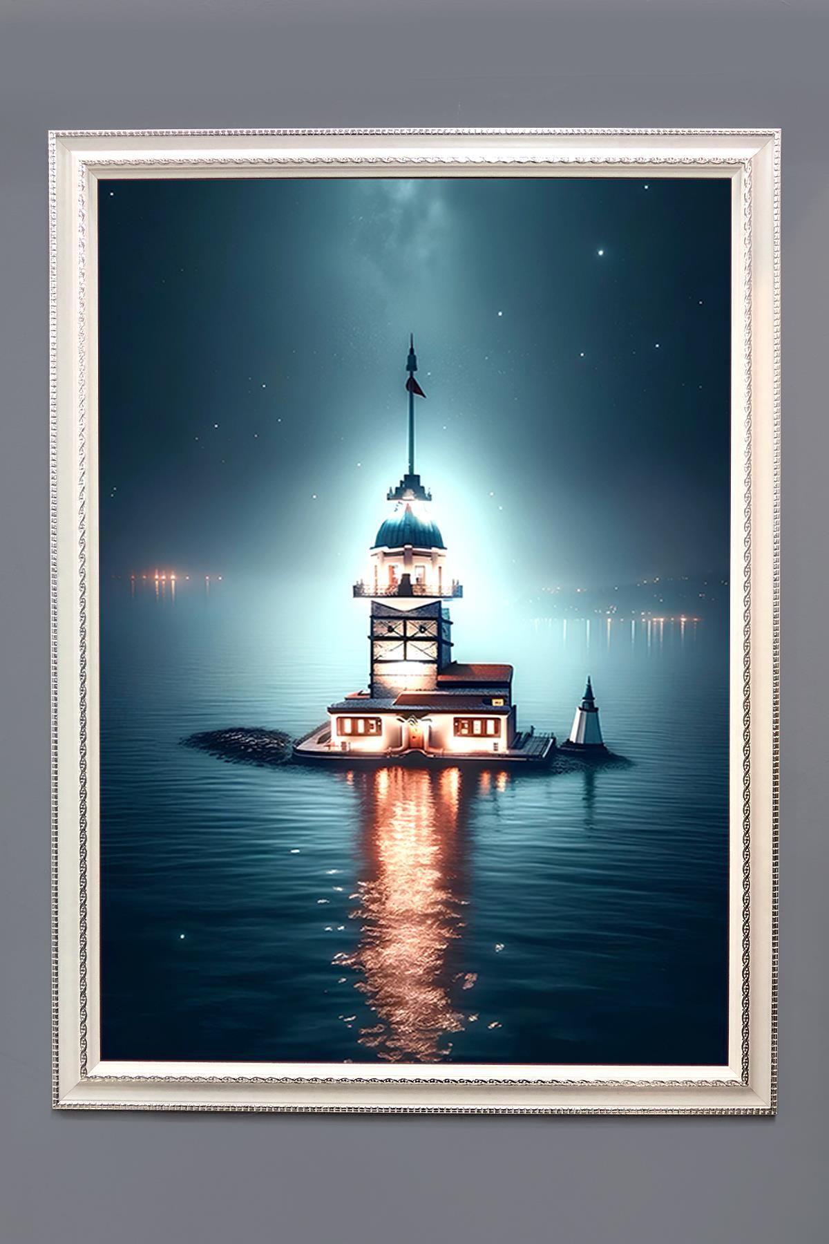 Doruklar Home Collection Kız Kulesi Desenli Çerçeveli Duvar Tablosu 50x70cm İstanbul01