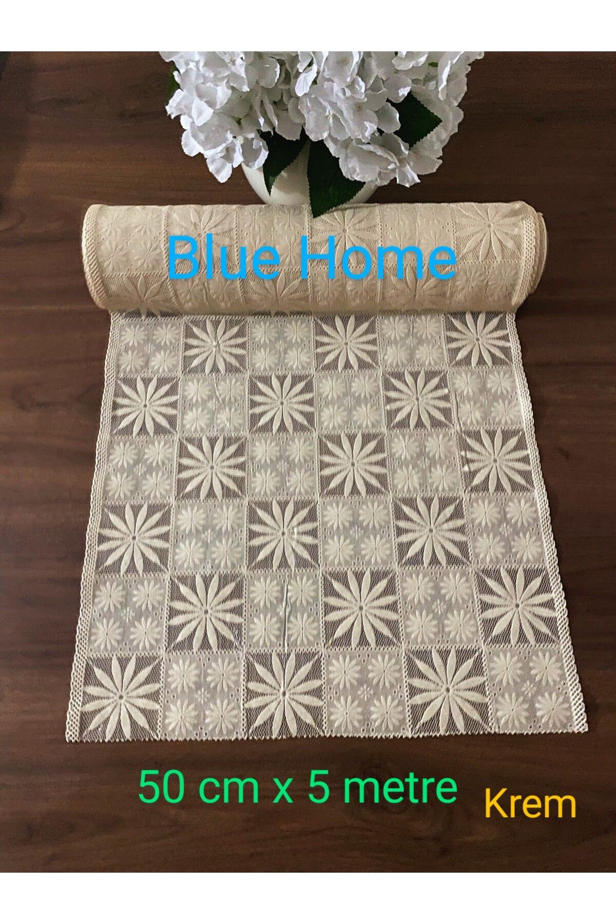Blue Home Pvc Çok Amaçlı Dekoratif Raf Çekmeçe ve Dolap Örtüsü KREM - Ebat : 50 cm x 5 mt