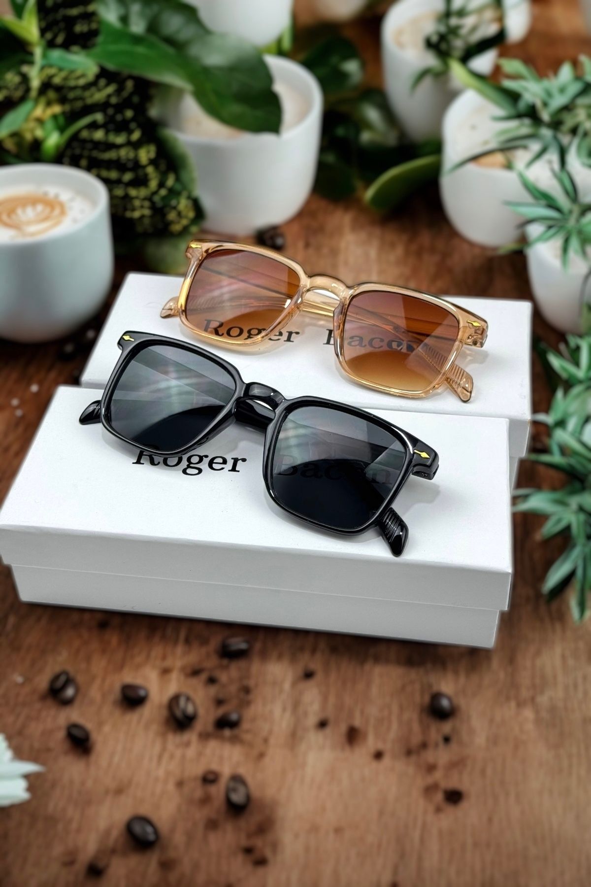 Roger Bacon İkili Set Vintage Siyah-Kahverengi Güneş Gözlüğü Erkek Güneş Gözlüğü Kadın Güneş Gözlüğü