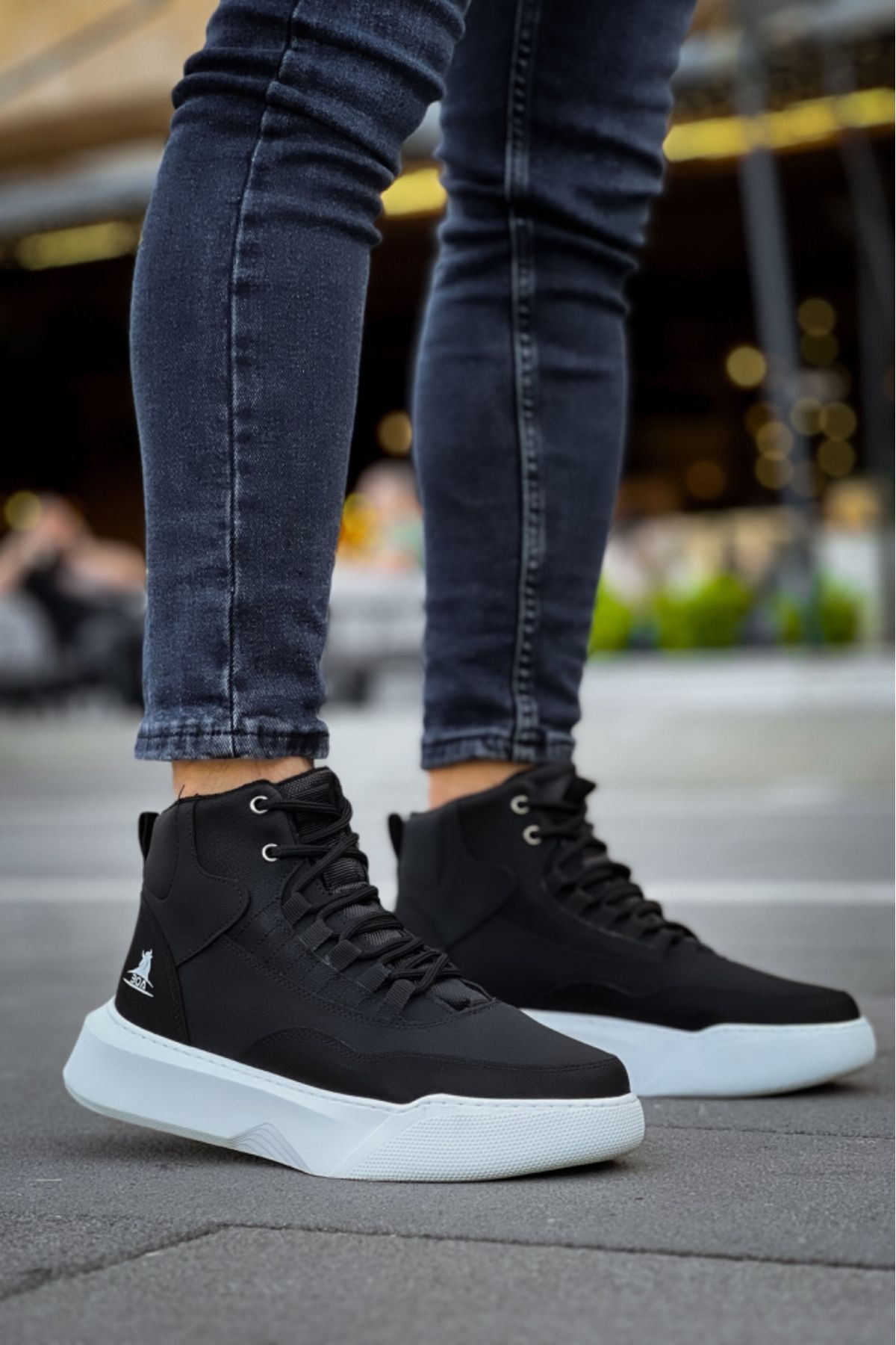 EBRUS TREND ET0318 Bağcıklı Erkek Yüksek Taban Beyaz Taban Spor Bot