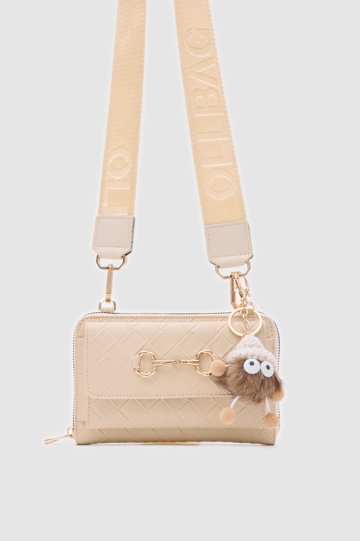 OLLBAG Şapkalı Vizon Renk Çanta Cüzdan Charm