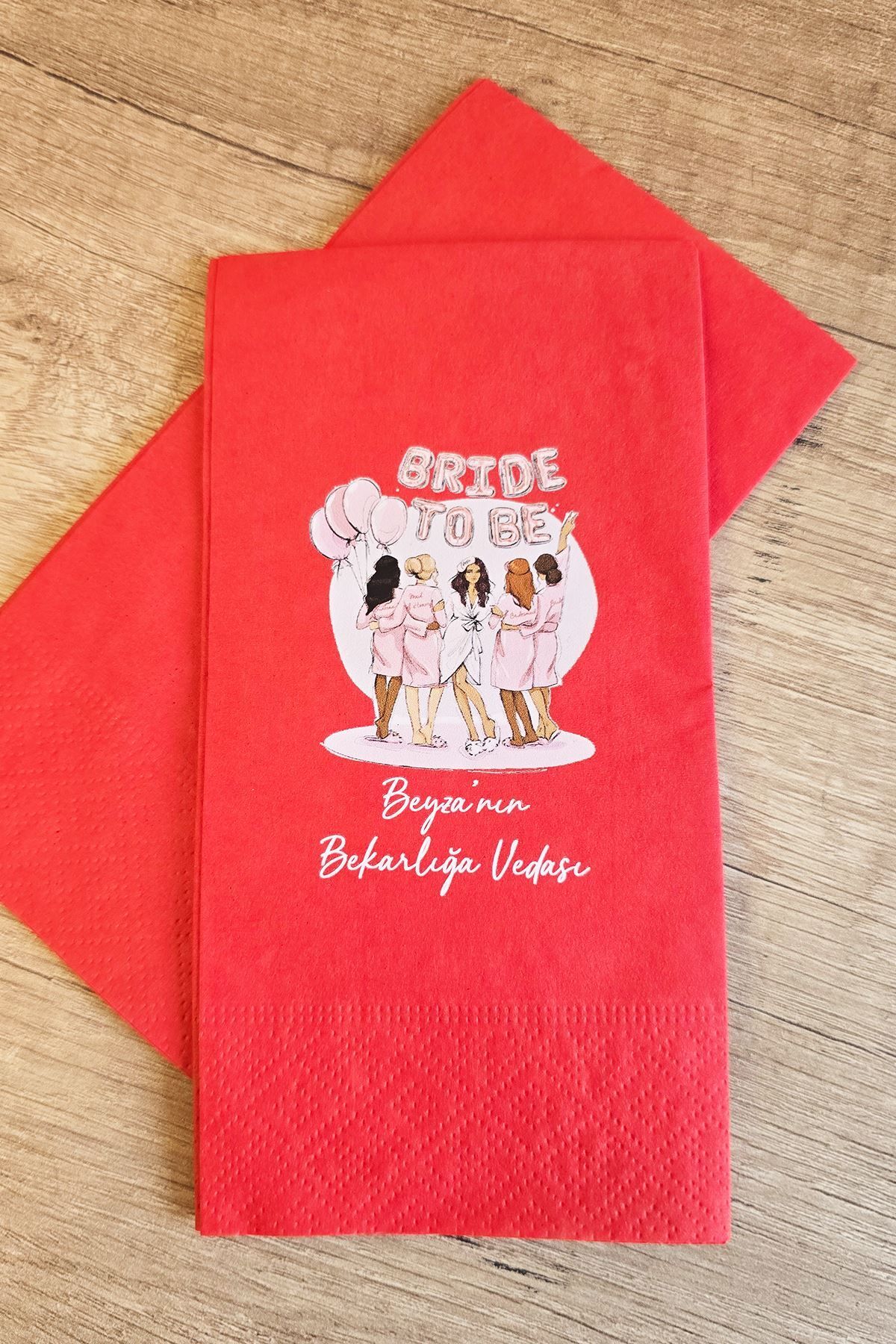 Atölye Mi Bride To Be Partisi Peçetesi Bekarlığa Veda Süsleri İsme Özel Kırmızı Peçete 10 Adet
