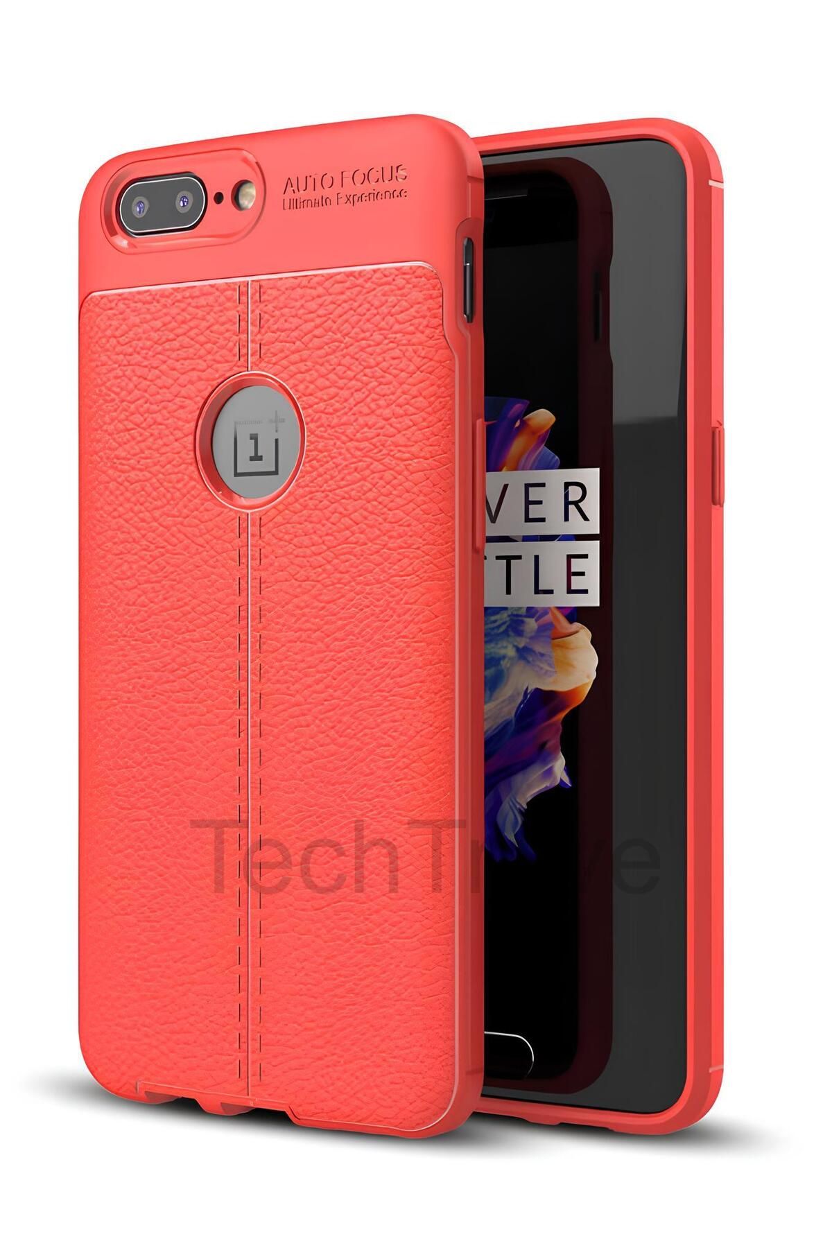 TechTrove One Plus 5 Kılıf Deri Extra Korumalı Slikon Kapak