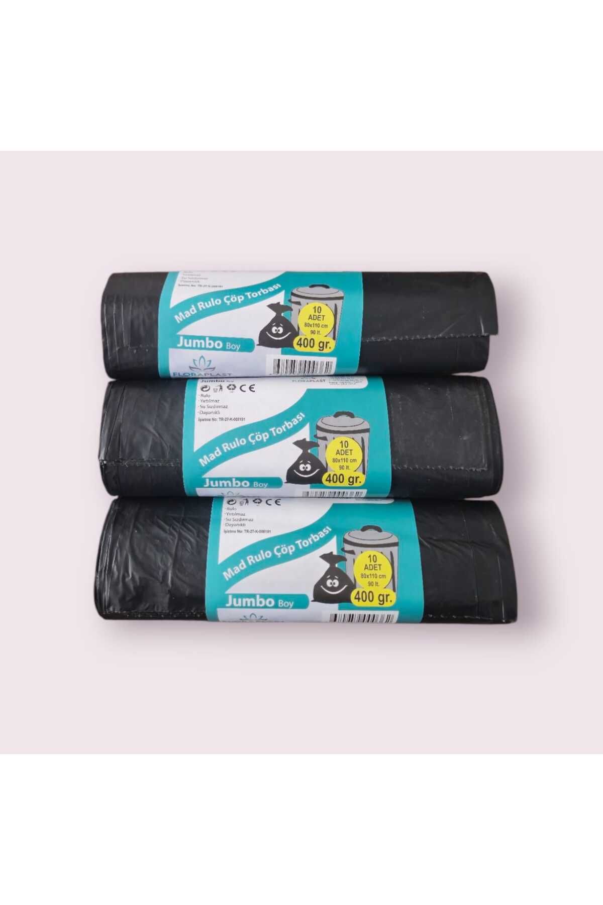 Floraplast Jumbo Boy Siyah Çöp Torbası 80x110 cm 1 Rulo
