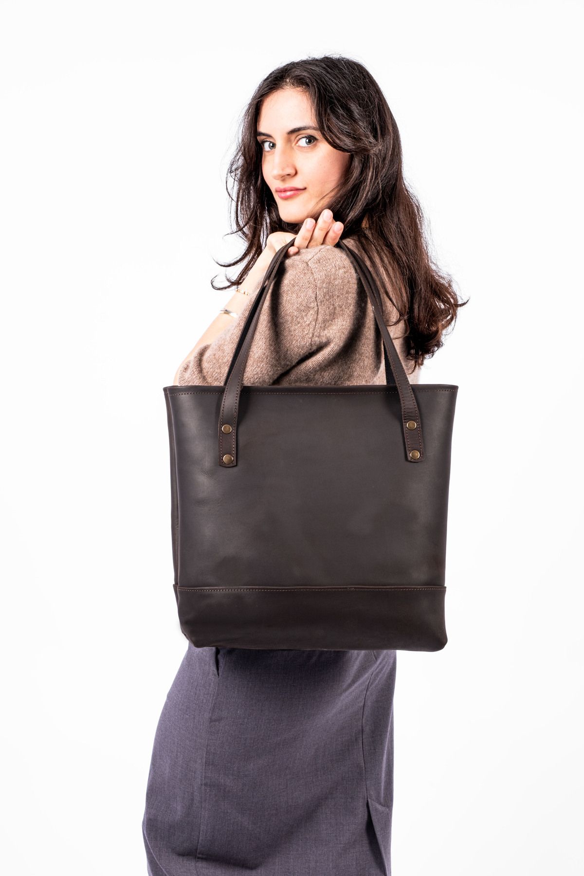 saraci leather craft Kadın Büyük Çanta, Tote Bag , Hakiki Deri Çanta