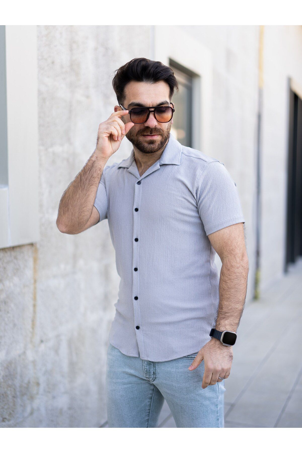 MODA GOFRE BÜRÜMCÜK KISA KOL GÖMLEK