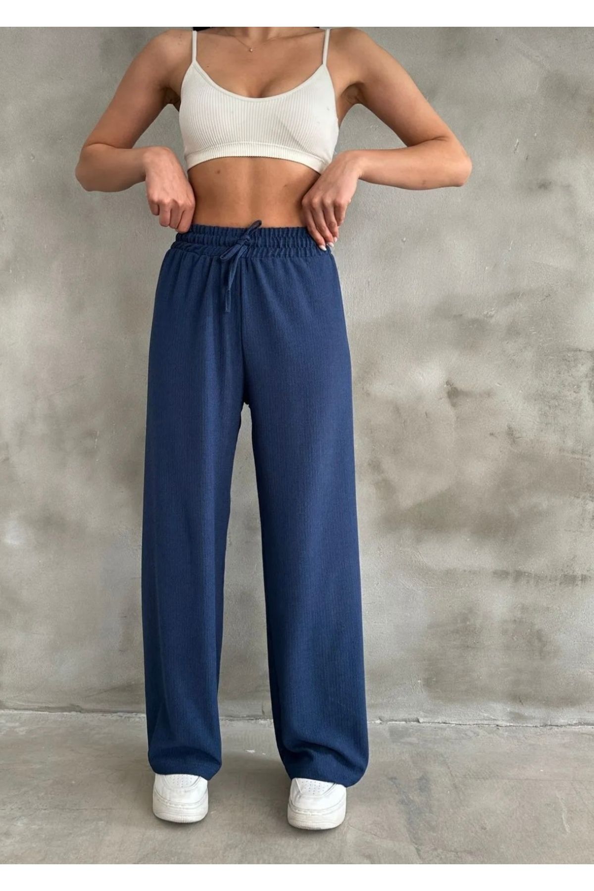 Kurtayfashion Kadın beli lastikli palazzo pantolon